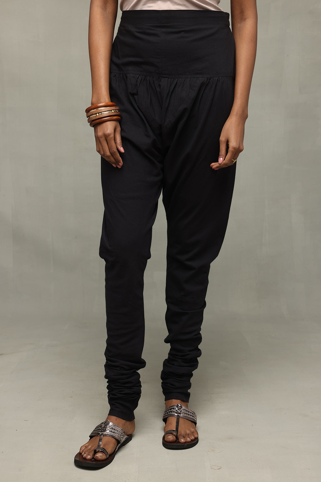 Black Pure Cotton Churidar Pant-Sutra Art of Clothing