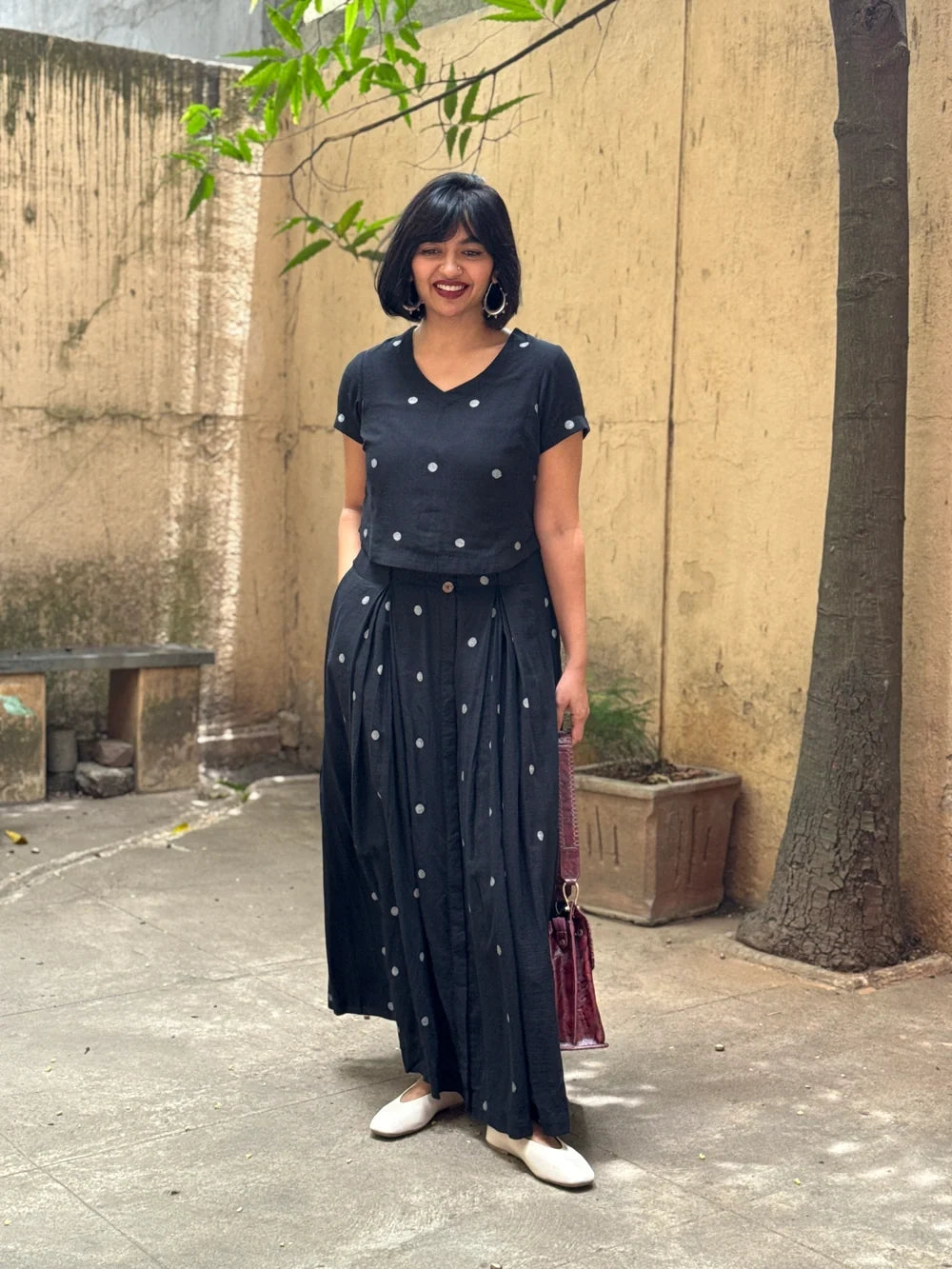 Black Polka Jamdani Skord-Sutra Art of Clothing