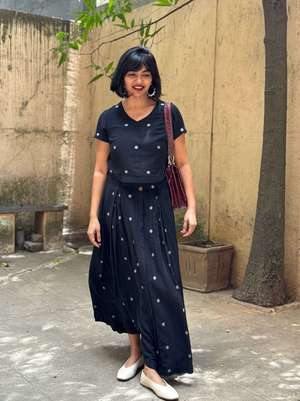 Black Polka Jamdani Skord-Sutra Art of Clothing