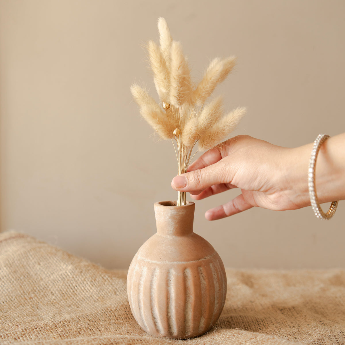 Rustic Porcelain Vase | Aesthetic Handmade Look Decorative Vase for Home Decor & Living Room – ArteCasa - https://artecasa.in/