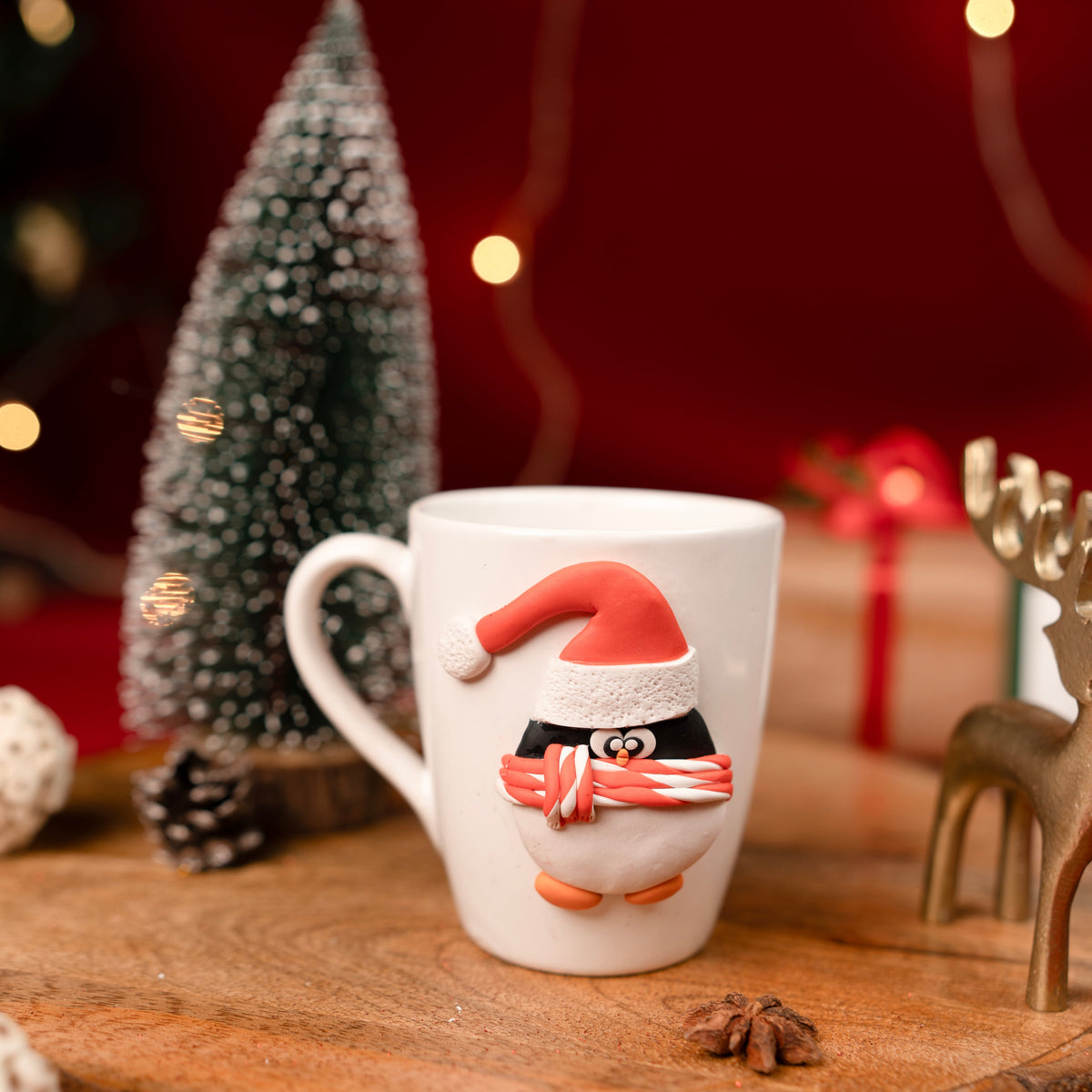 Santa Pengo Mug – Cute Penguin Christmas Mug for Coffee & Cocoa | Festive Holiday Mug for Gifting & Winter Drinks (Set of 1) - https://artecasa.in/