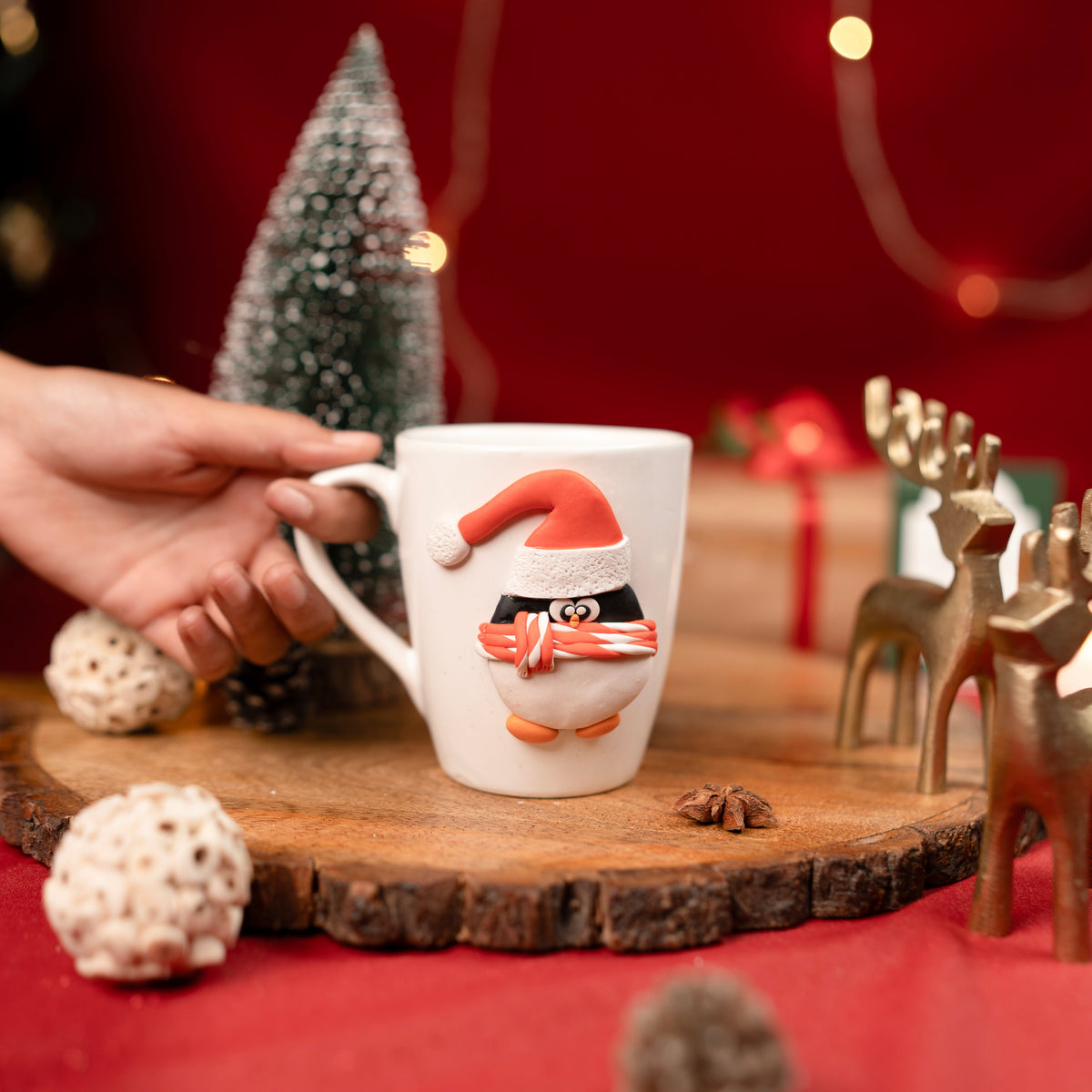 Santa Pengo Mug – Cute Penguin Christmas Mug for Coffee & Cocoa | Festive Holiday Mug for Gifting & Winter Drinks (Set of 1) - https://artecasa.in/