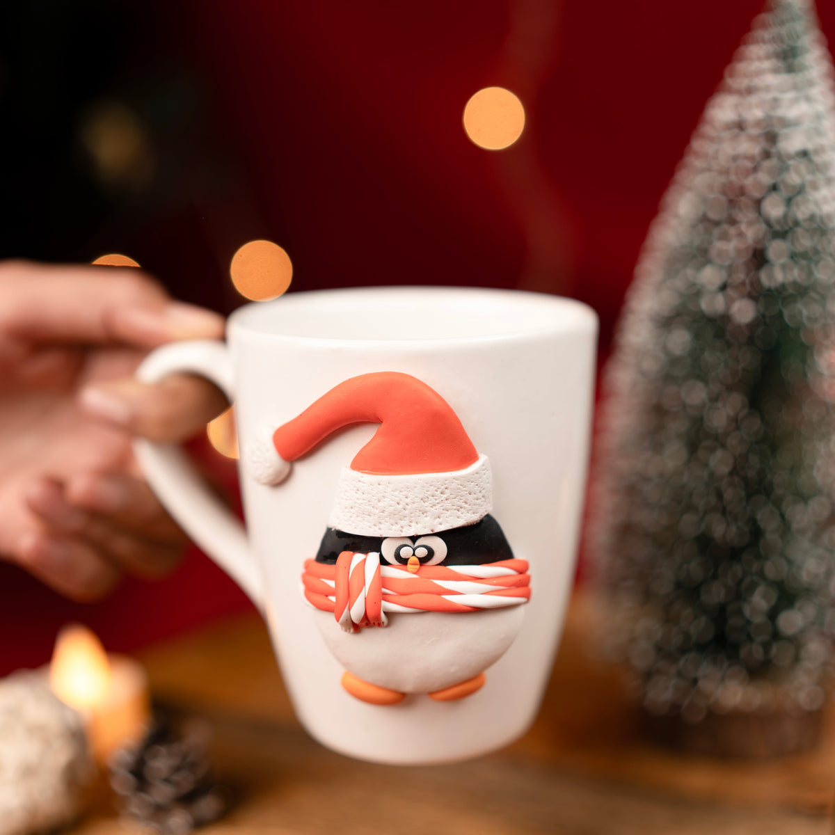 Santa Pengo Mug – Cute Penguin Christmas Mug for Coffee & Cocoa | Festive Holiday Mug for Gifting & Winter Drinks (Set of 1) - https://artecasa.in/