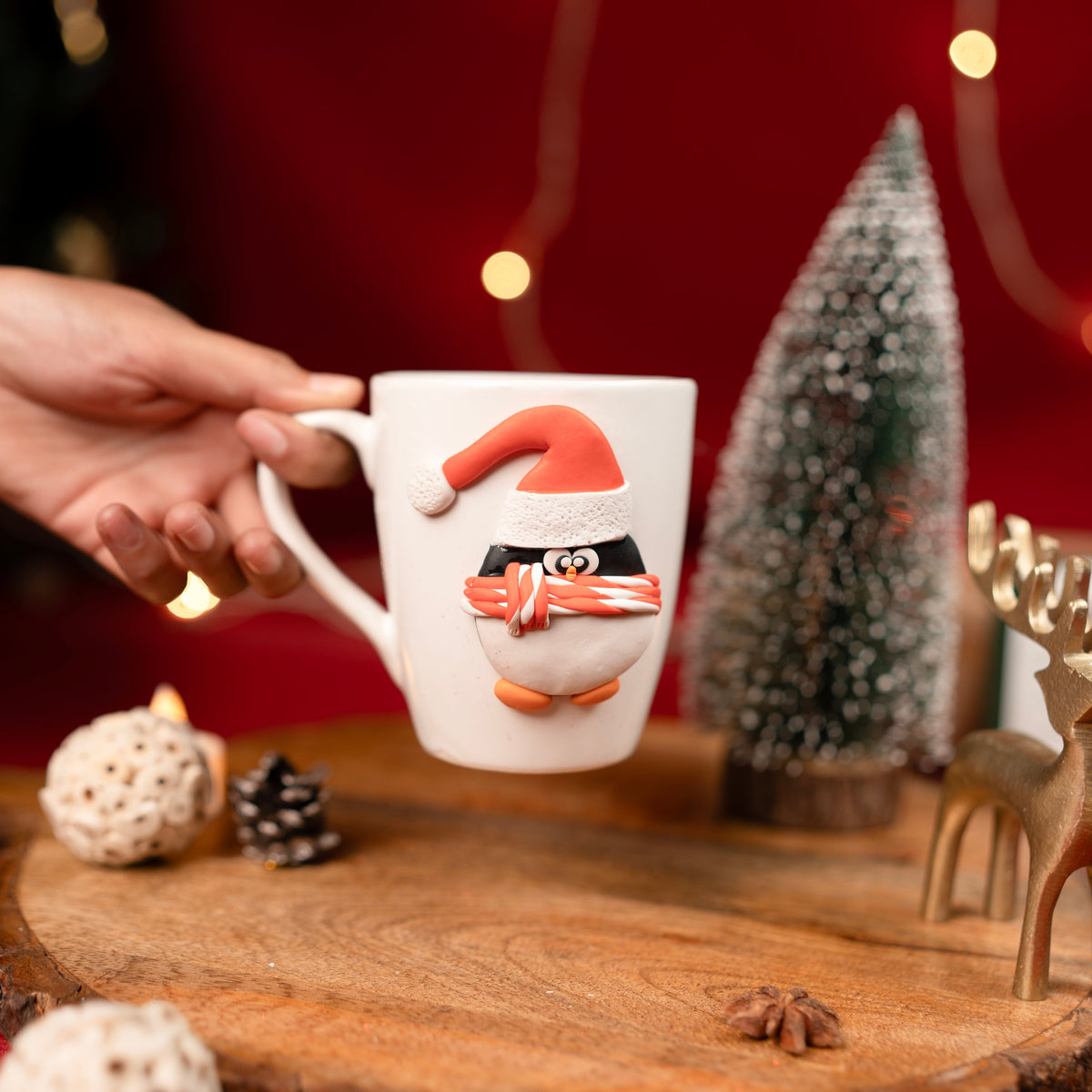 Santa Pengo Mug – Cute Penguin Christmas Mug for Coffee & Cocoa | Festive Holiday Mug for Gifting & Winter Drinks (Set of 1) - https://artecasa.in/