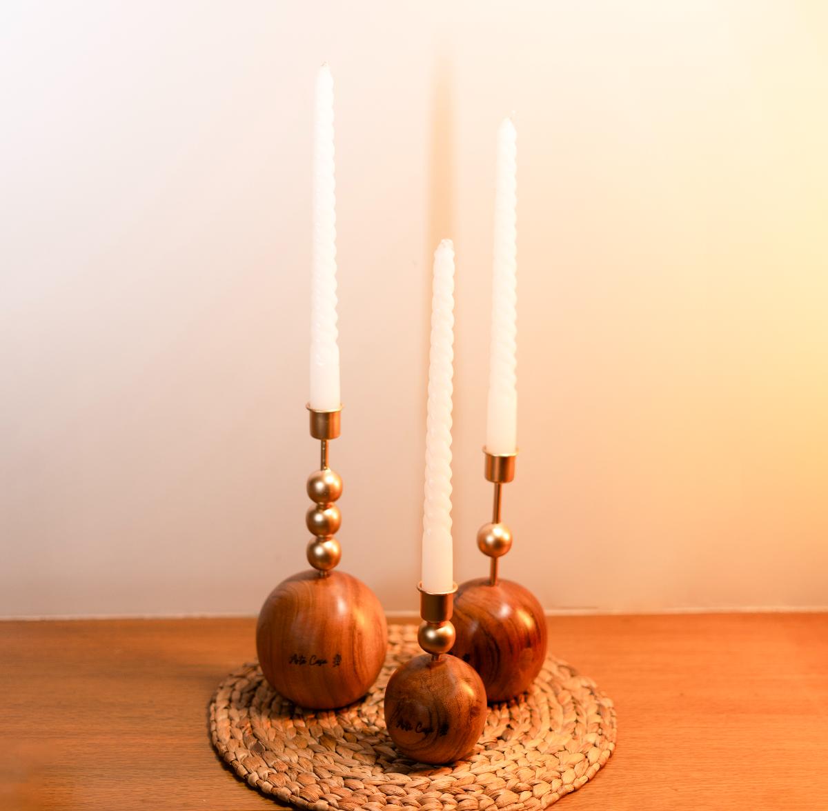 Wood and Metal Harmony candle holder - https://artecasa.in/