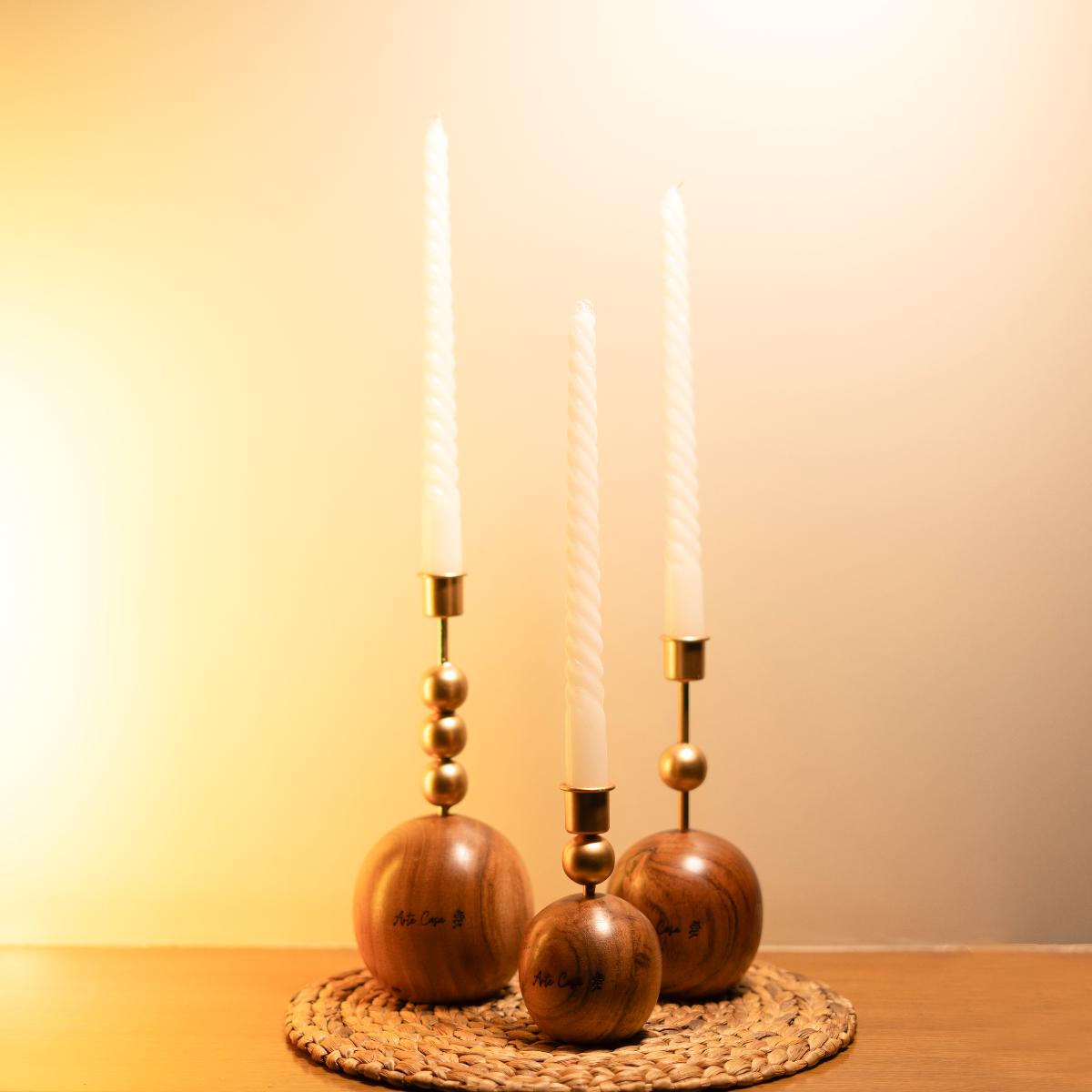 Wood and Metal Harmony candle holder - https://artecasa.in/