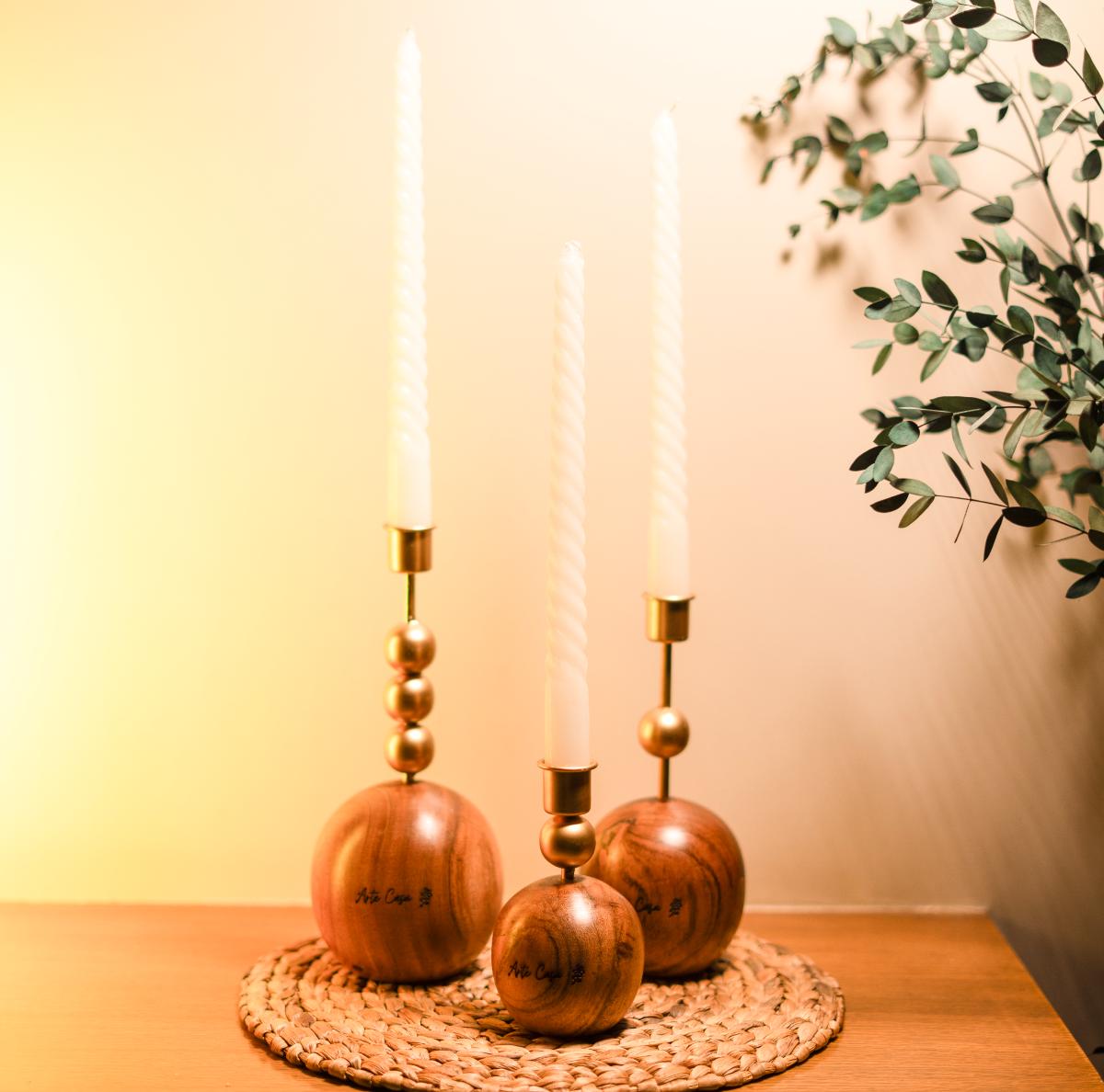 Wood and Metal Harmony candle holder - https://artecasa.in/