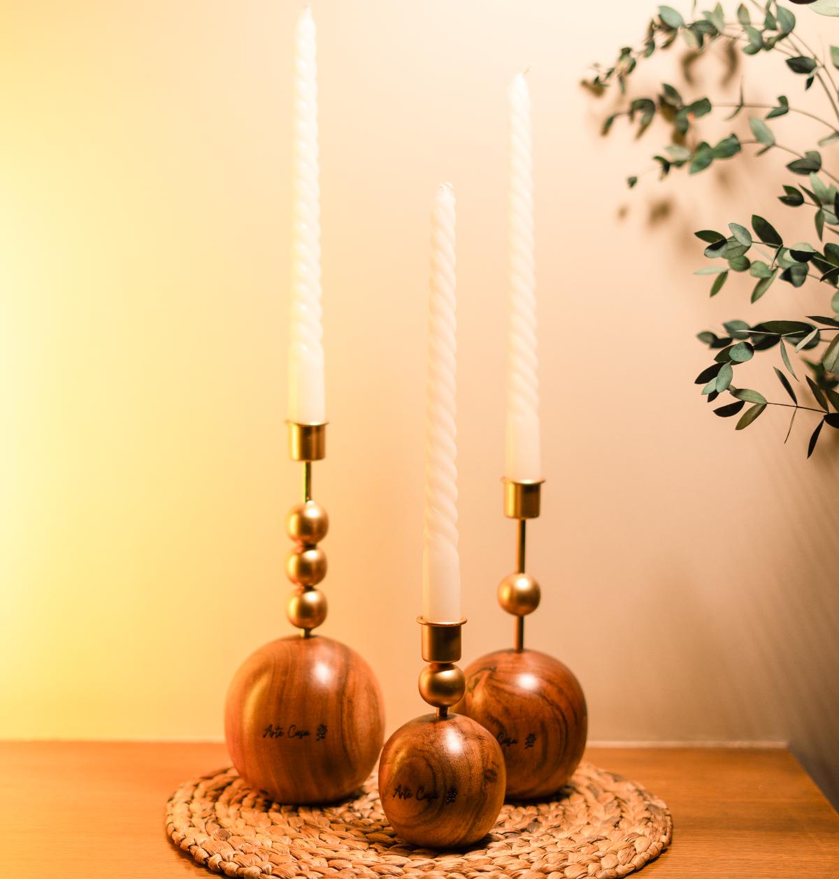 Wood and Metal Harmony candle holder - https://artecasa.in/