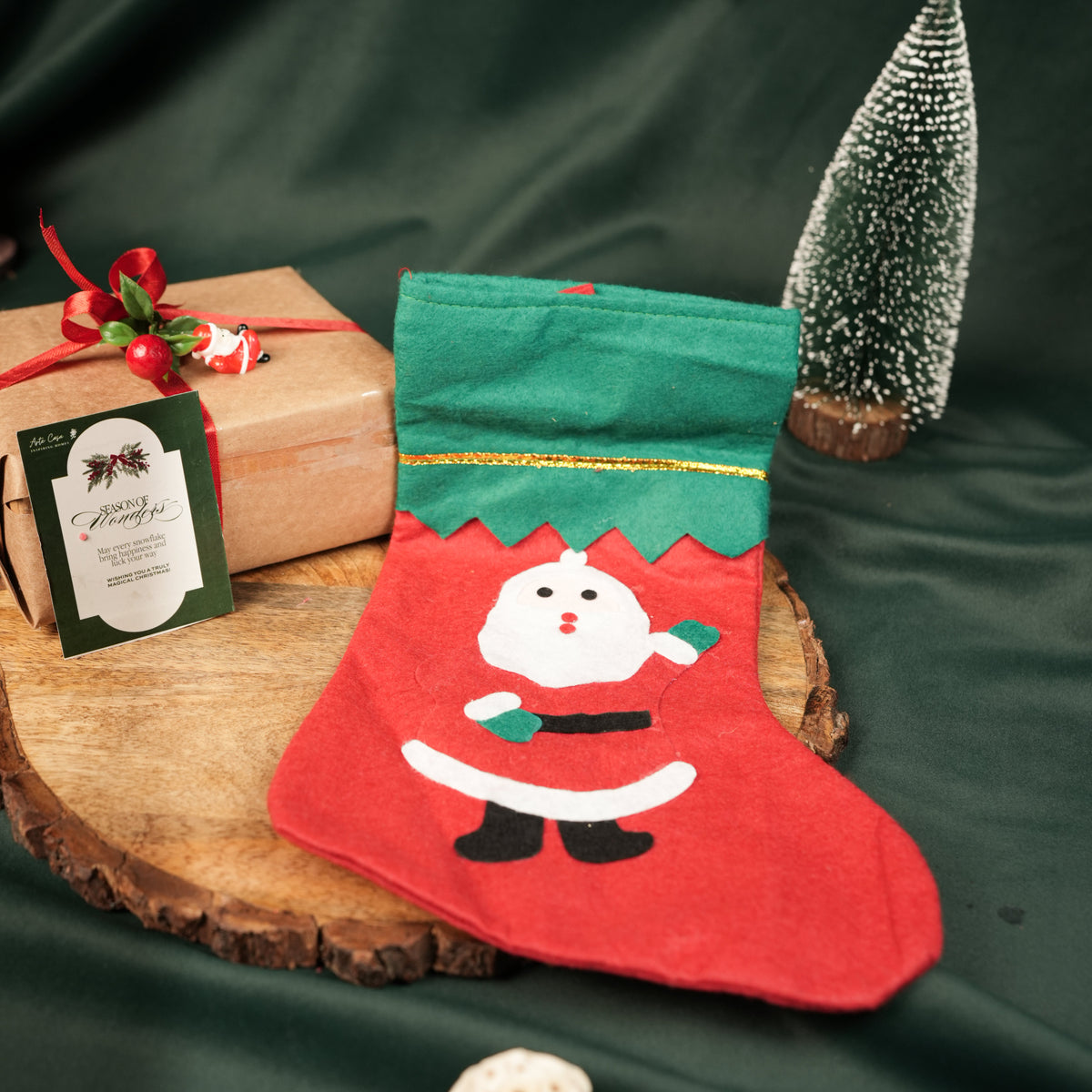 Santa Wish Socks – Christmas Stocking for Gifts & Decor | Festive Santa Stocking for Holiday Decor & Gifting (Set of 1) - https://artecasa.in/