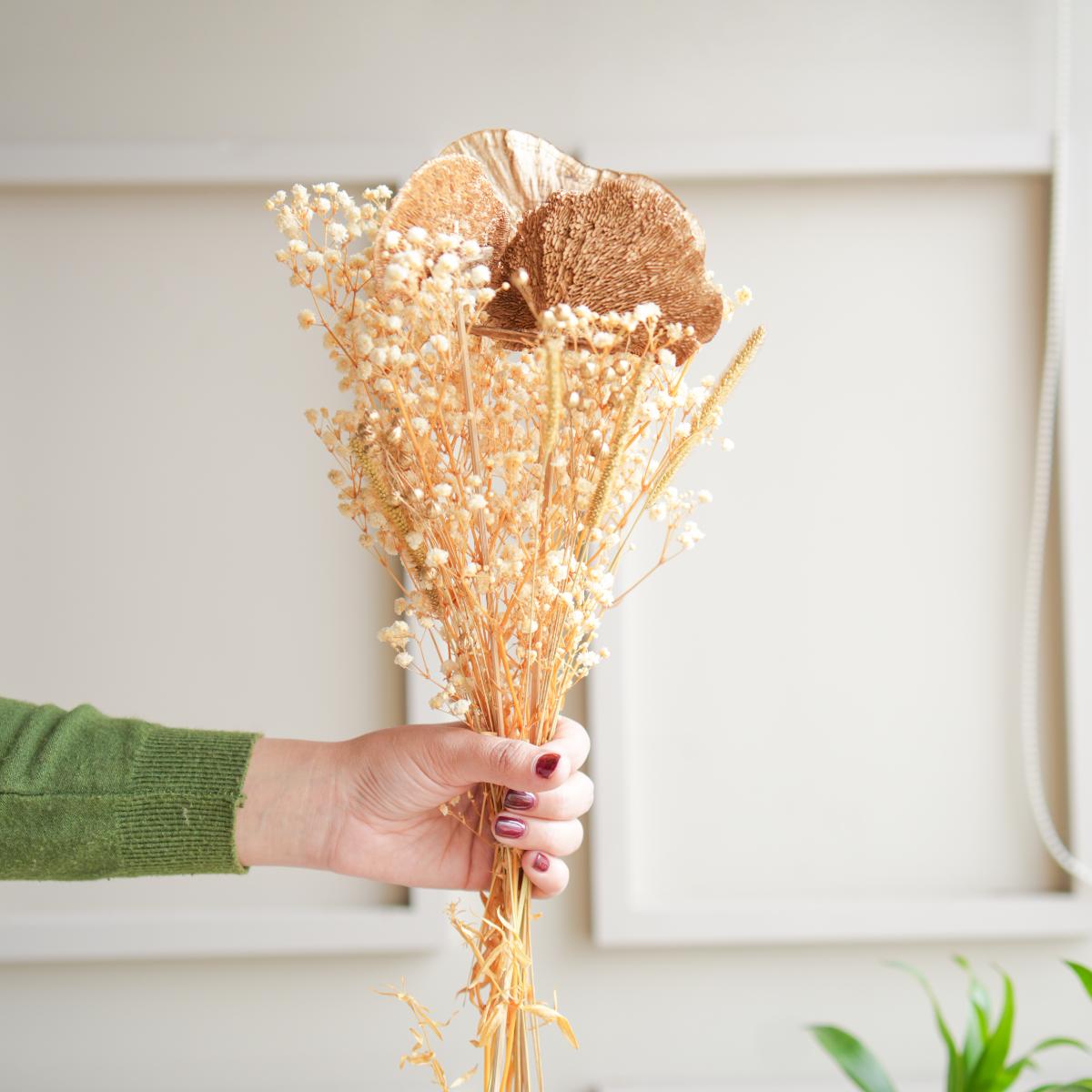 Golden harvest bunch with snow white vase - https://artecasa.in/