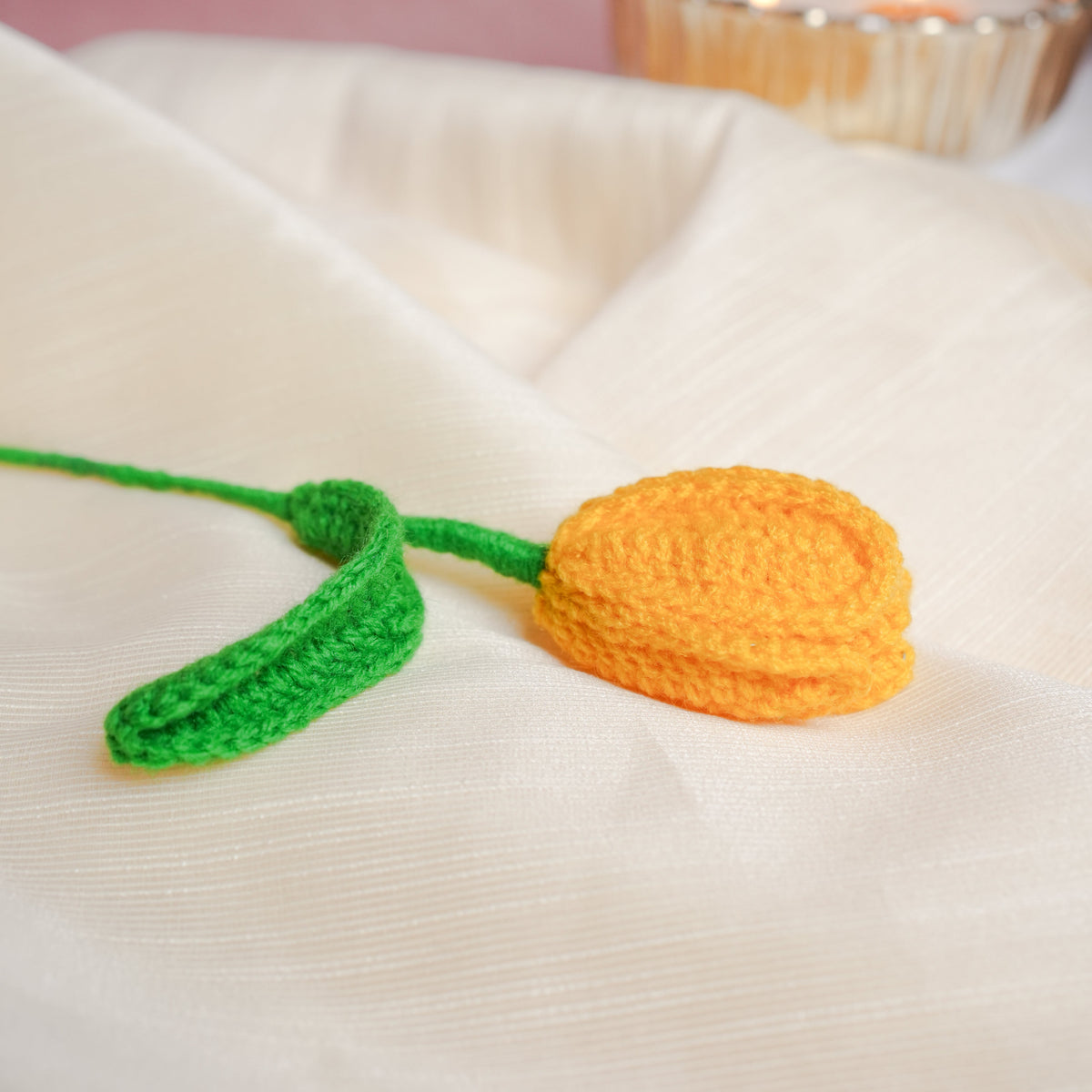 Handcrafted Tulip Crochet – Yellow Forever Flower | ArteCasa - https://artecasa.in/