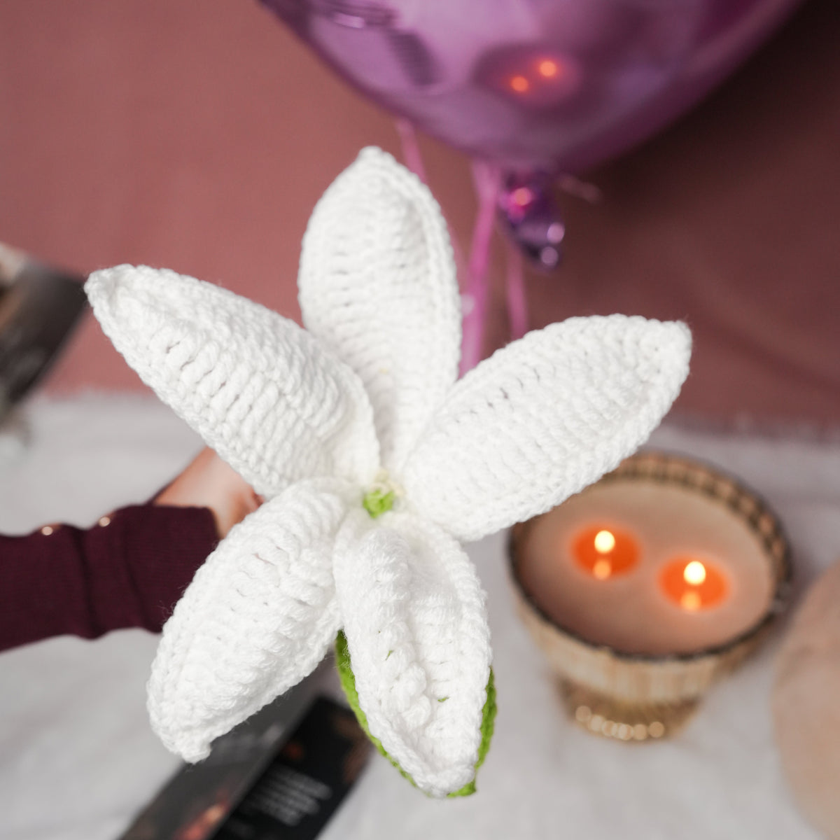 handcrafted white crochet lily flower decor by artecasa