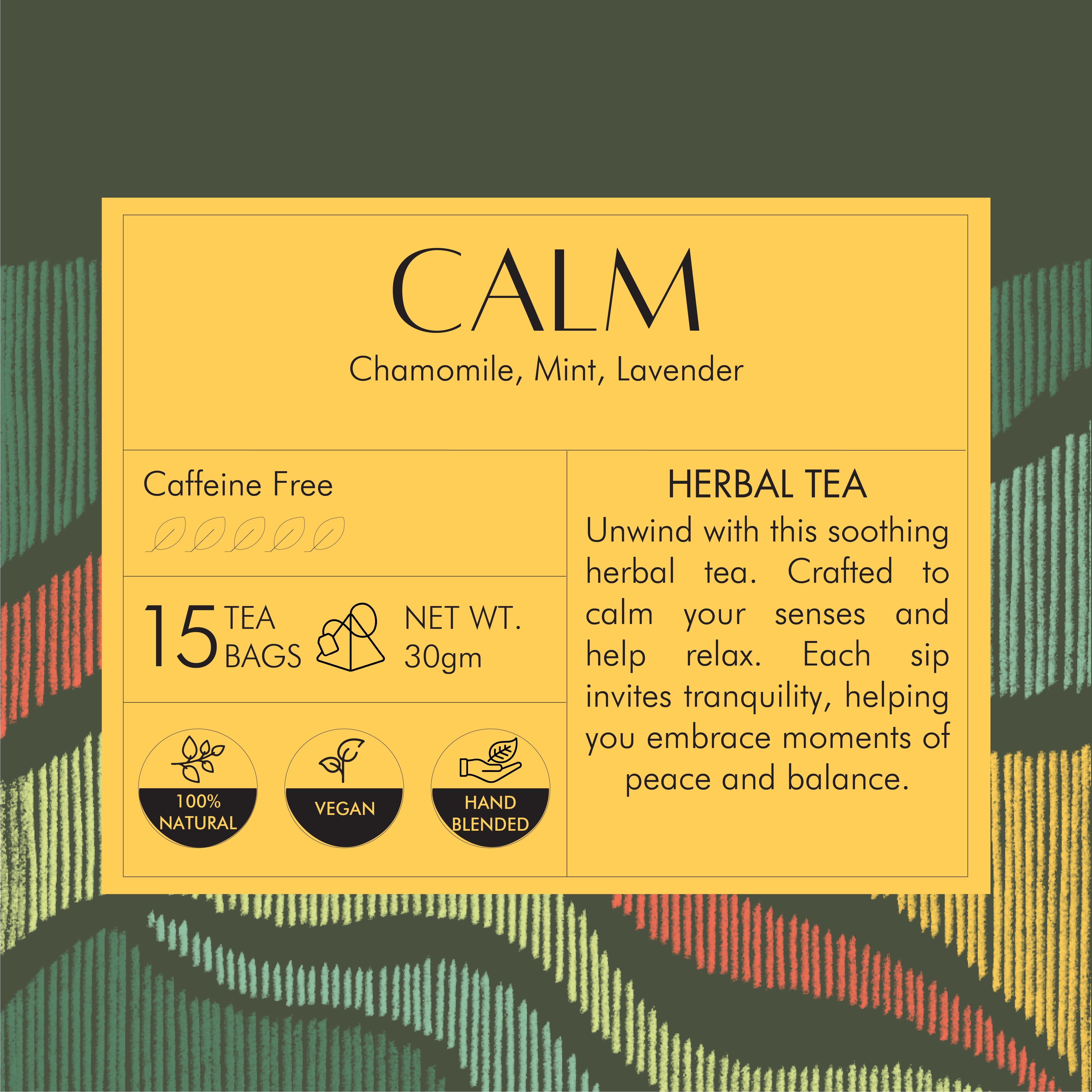 Chamomile Lavender Herbal Tea Bags | Calm - 15 Count - CELESTE