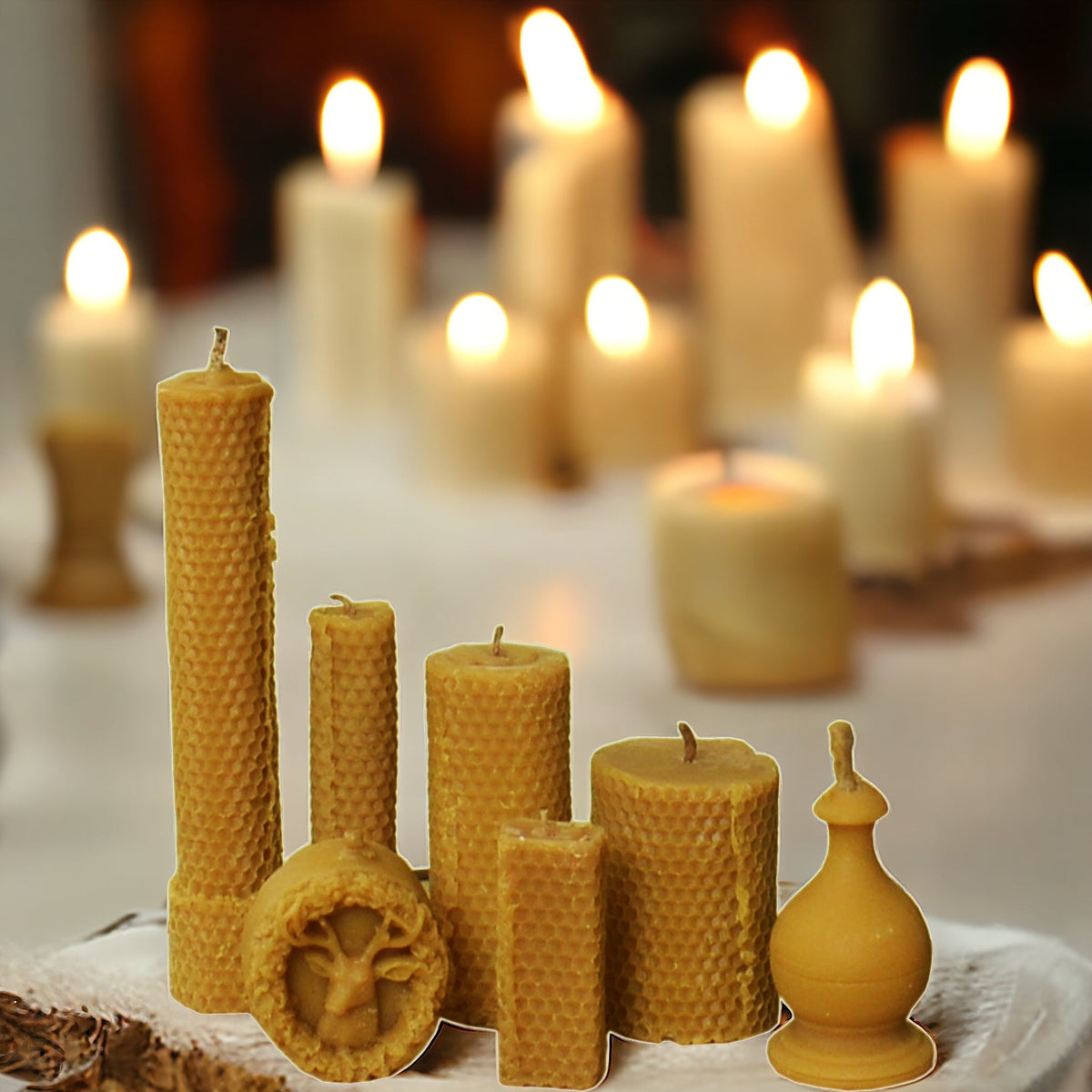 Eco-friendly handmade beeswax candle set for natural home fragrance