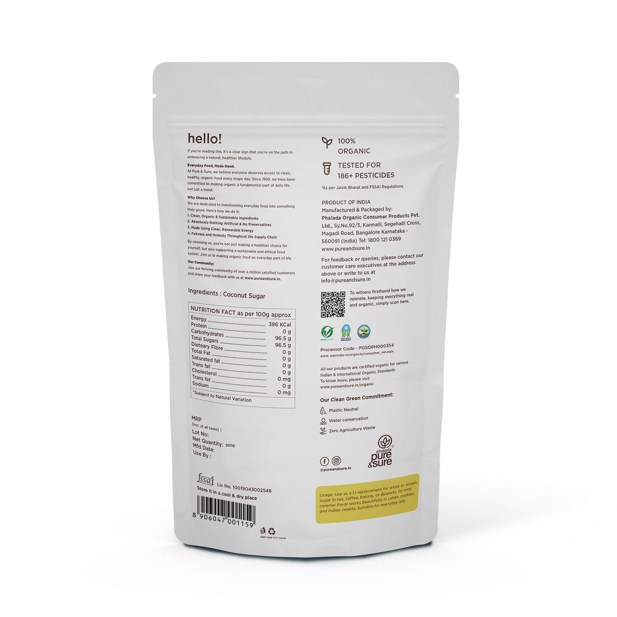 Organic Coconut Sugar Back