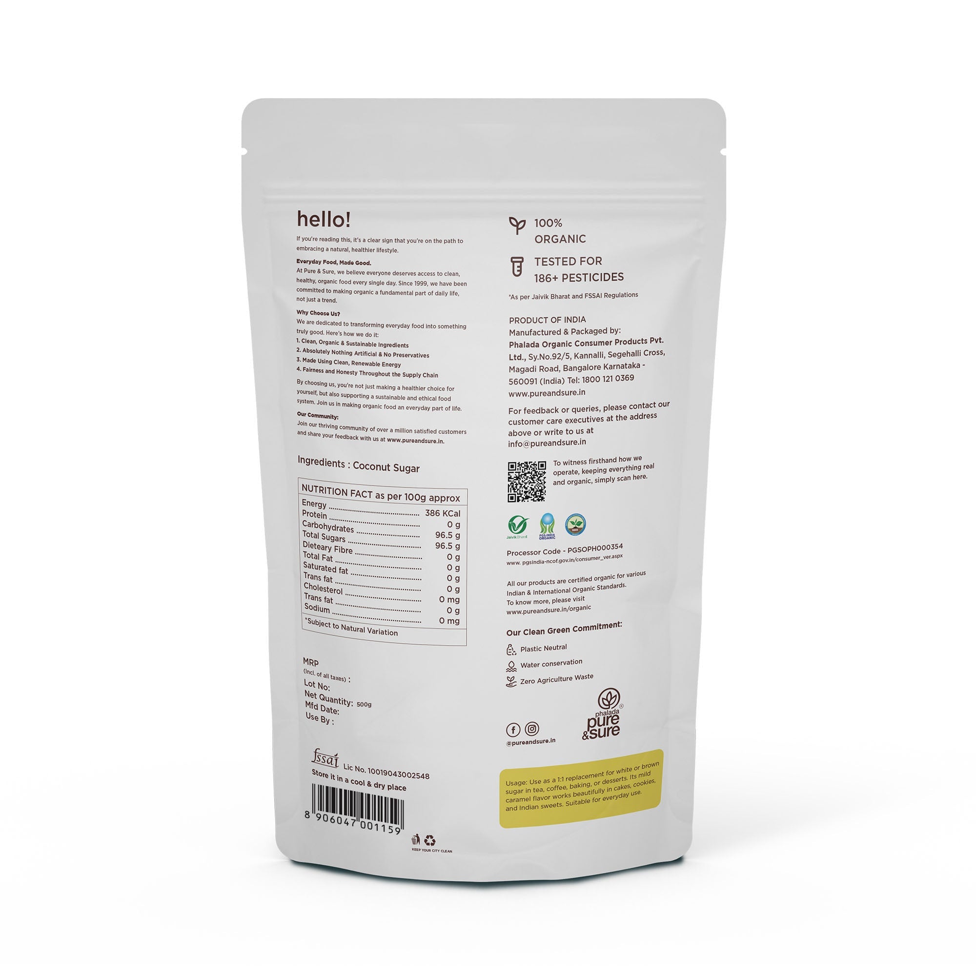 Organic Coconut Sugar Back