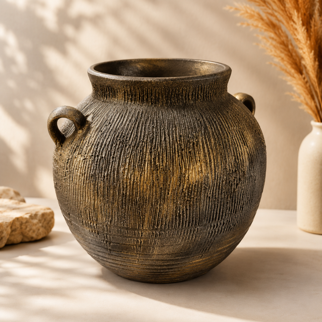 Noir Gold Heritage Matka Vase - https://artecasa.in/