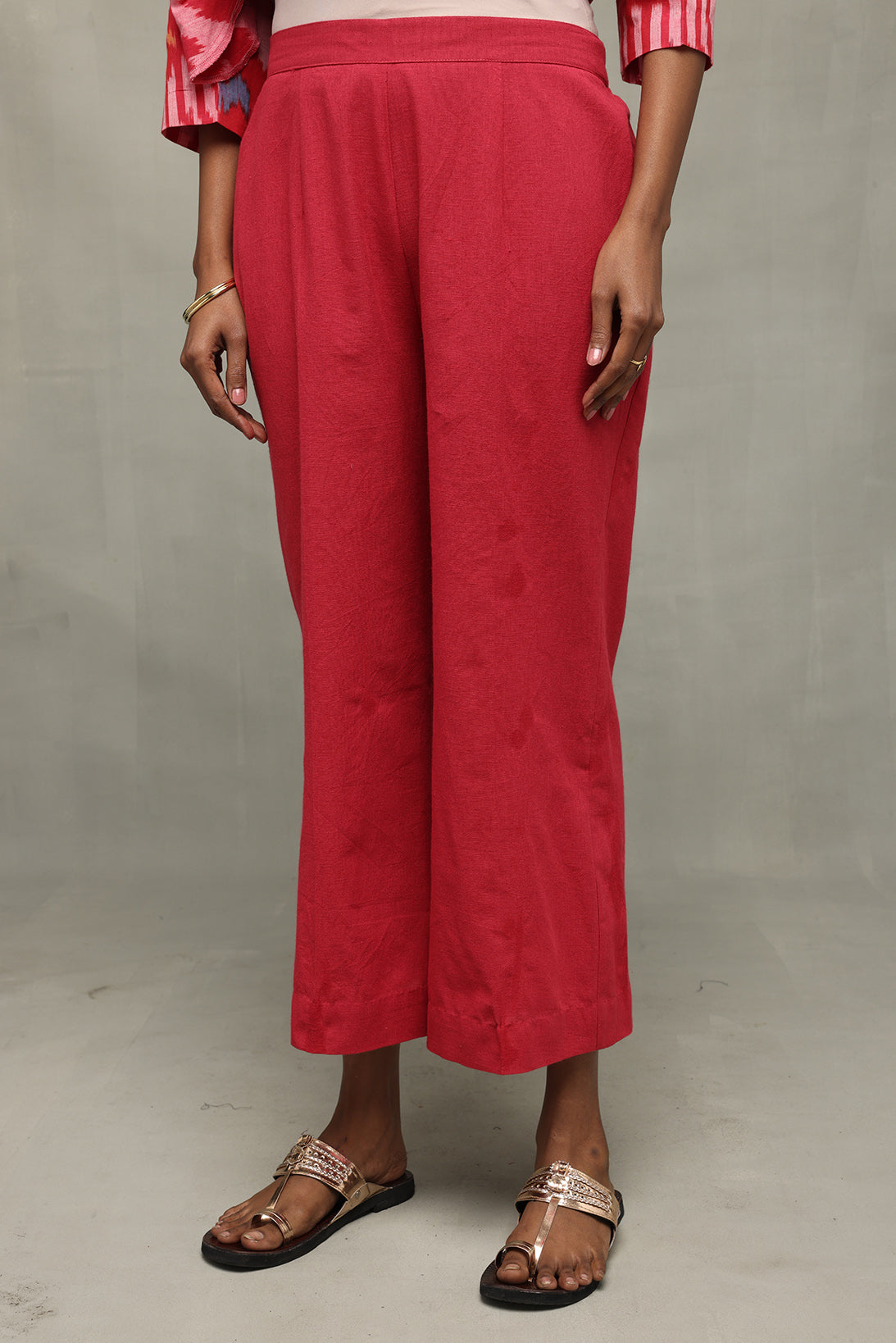Crimson Pink Kala Cotton Pant-Sutra Art of Clothing