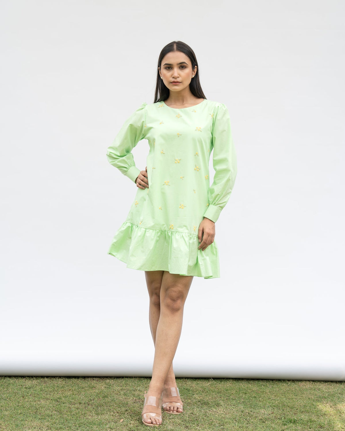 Arushi Hand-Embroidered Short Dress – hand-embroidered 100% cotton – RASRA MAI