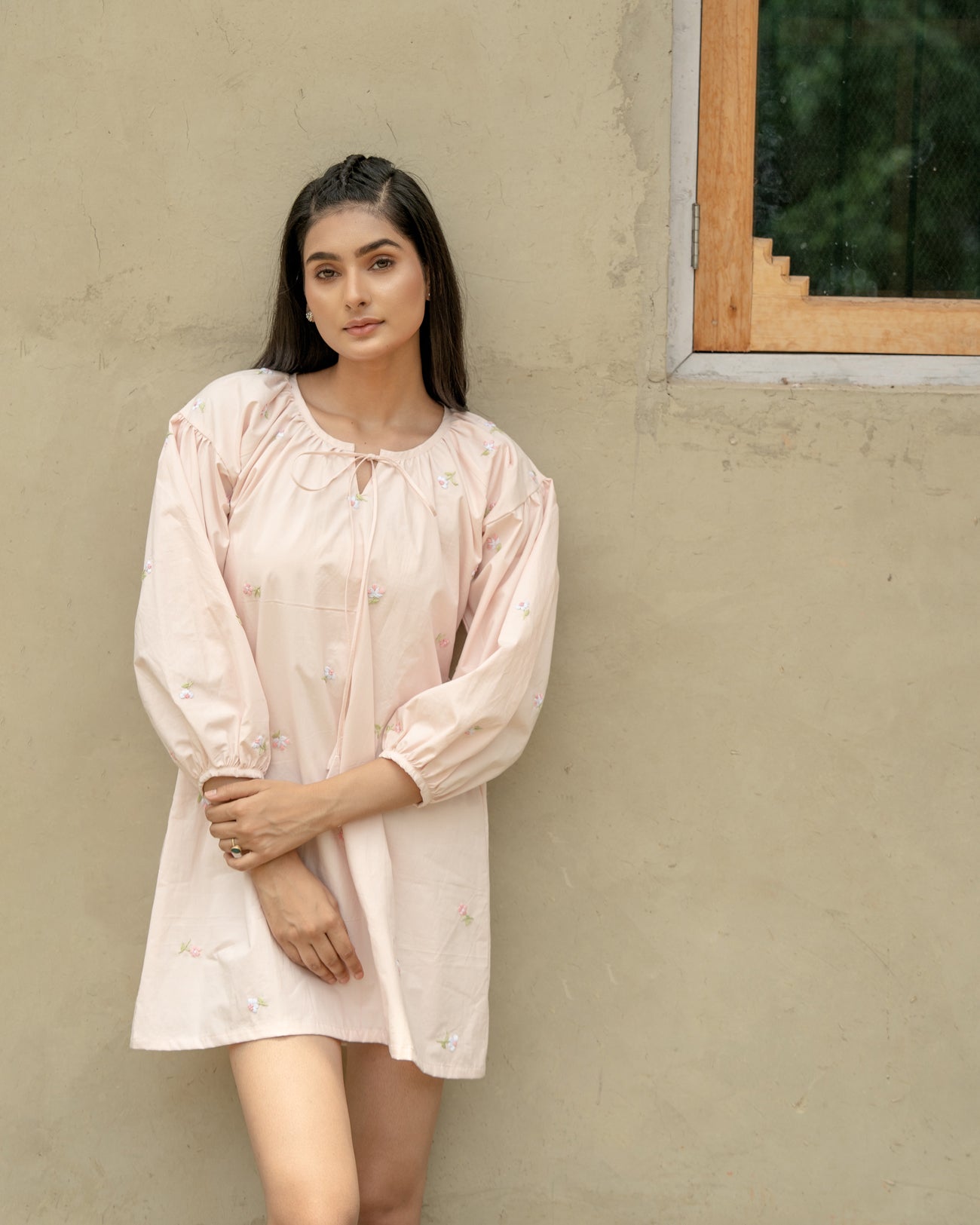 Tarra Hand-Embroidered Short Dress – hand-embroidered 100% cotton – RASRA MAI