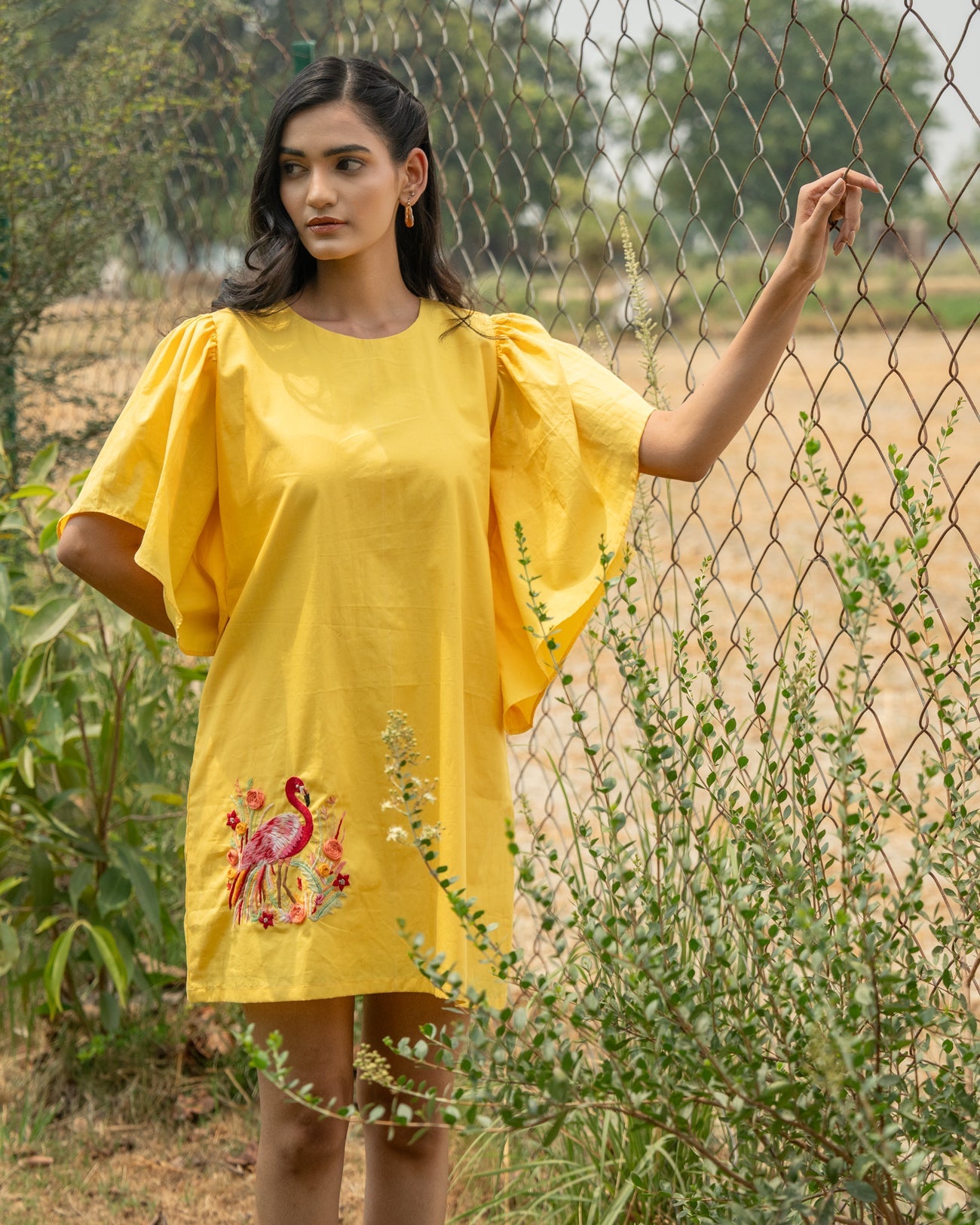 Ahannaa Hand-Embroidered Short Dress – hand-embroidered 100% cotton – RASRA MAI