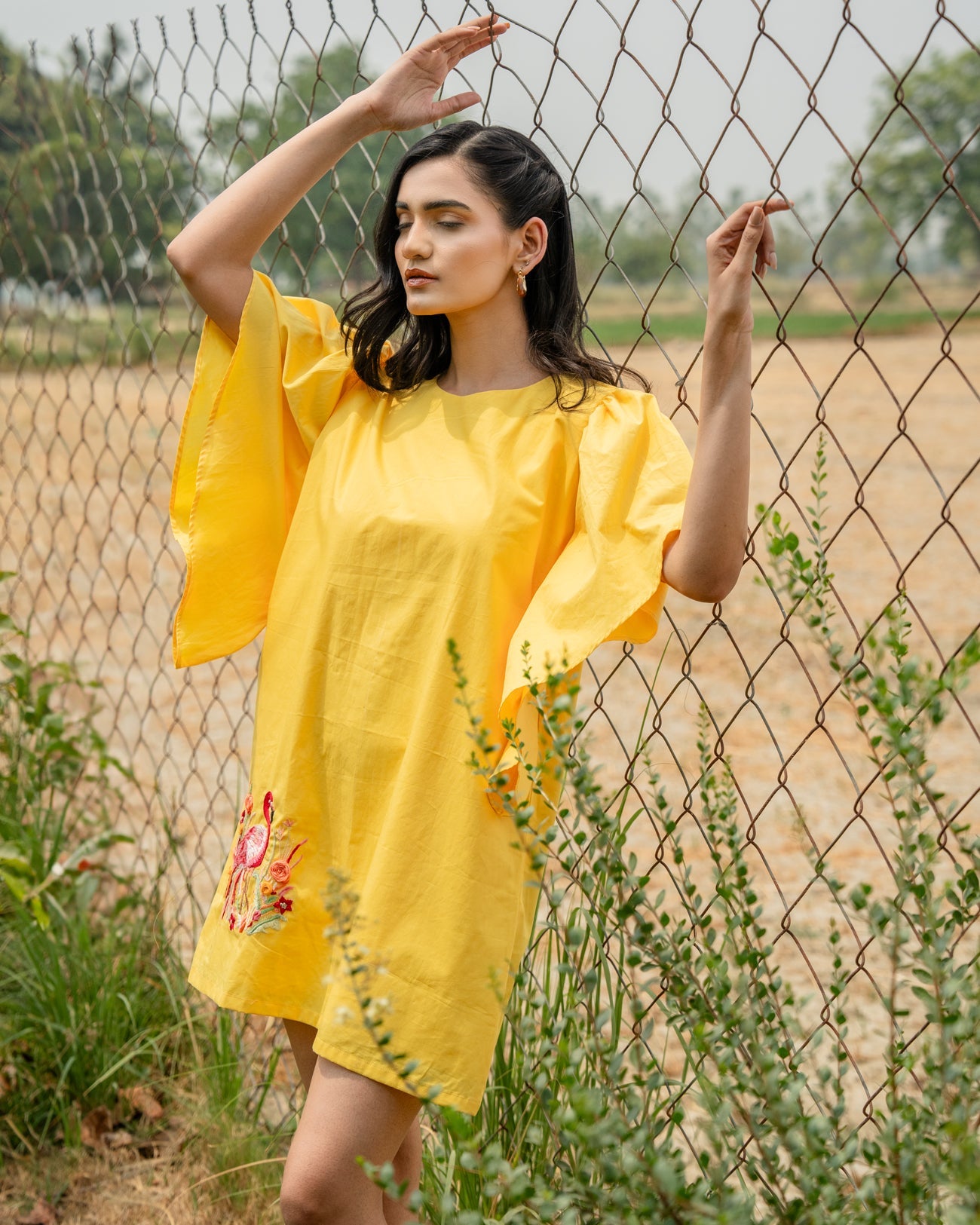 Ahannaa Hand-Embroidered Short Dress – hand-embroidered 100% cotton – RASRA MAI