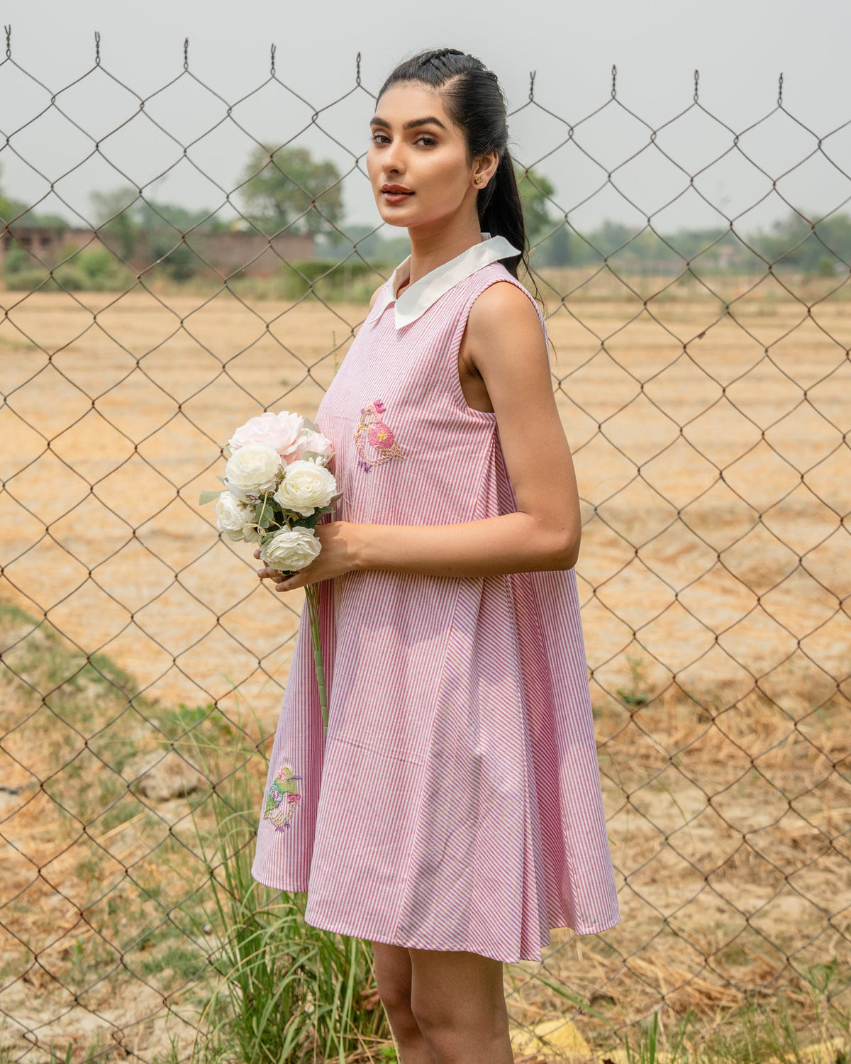 Anaya Hand-Embroidered Short Dress – hand-embroidered 100% cotton – RASRA MAI