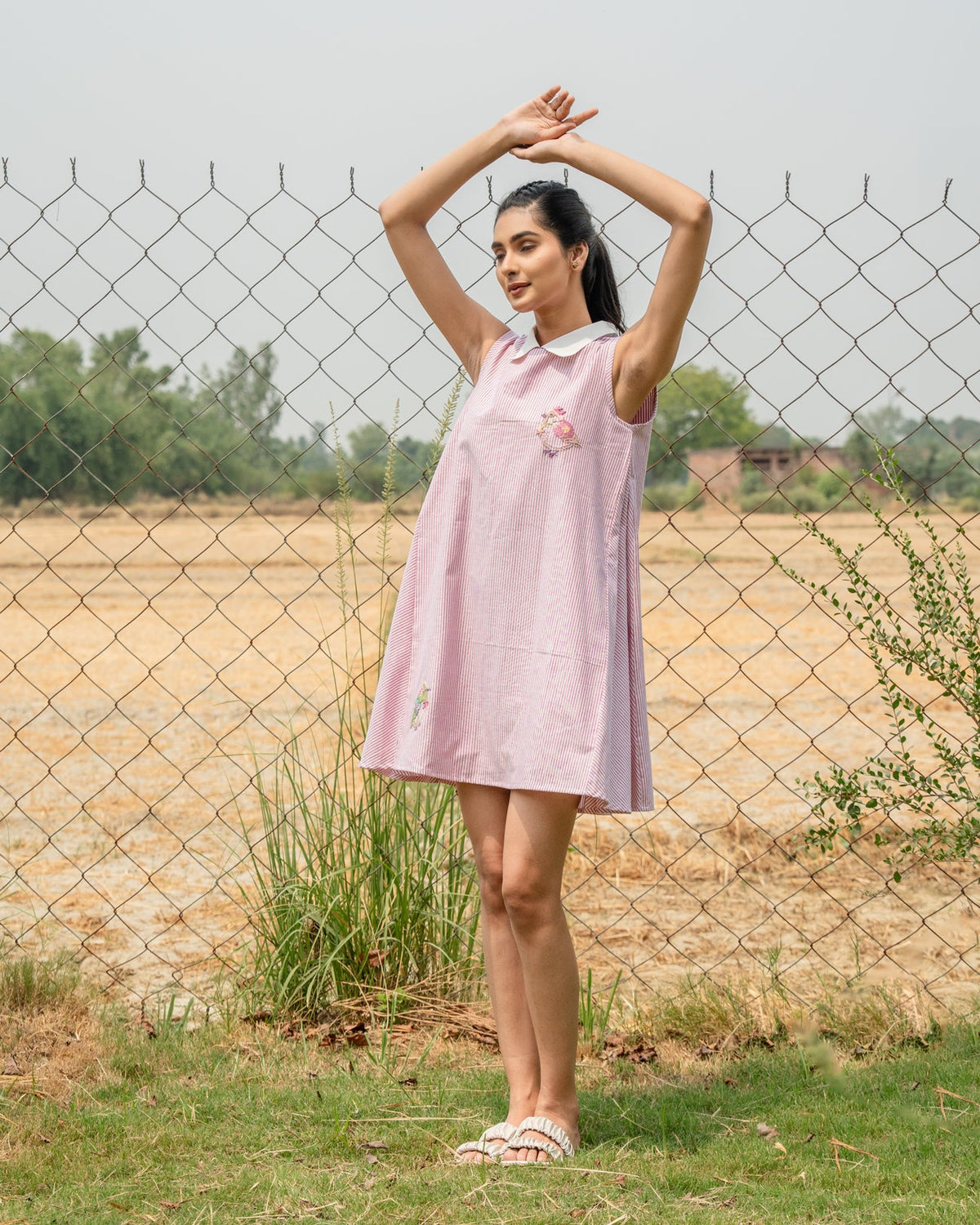 Anaya Hand-Embroidered Short Dress – hand-embroidered 100% cotton – RASRA MAI