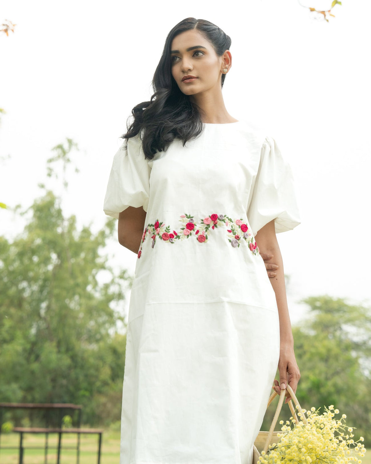 Sayli Hand-Embroidered Short Dress – hand-embroidered 100% cotton – RASRA MAI