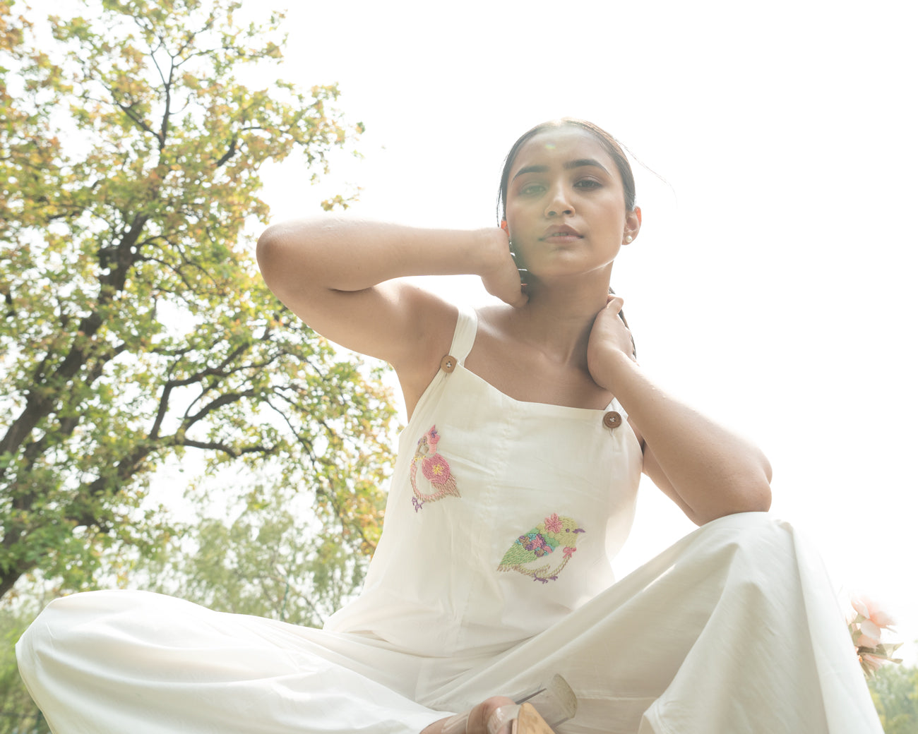 Meeraa Hand-Embroidered Jumpsuit – hand-embroidered 100% cotton – RASRA MAI