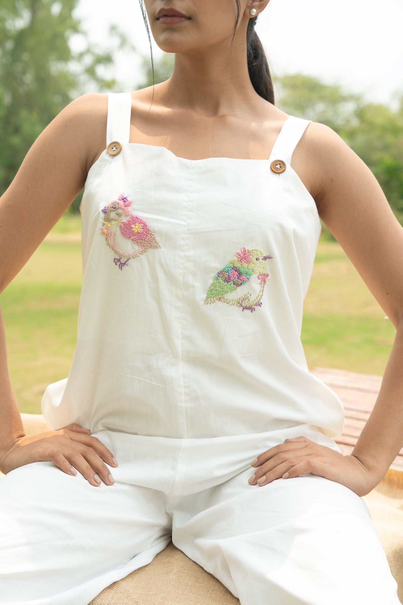 Meeraa Hand-Embroidered Jumpsuit – hand-embroidered 100% cotton – RASRA MAI
