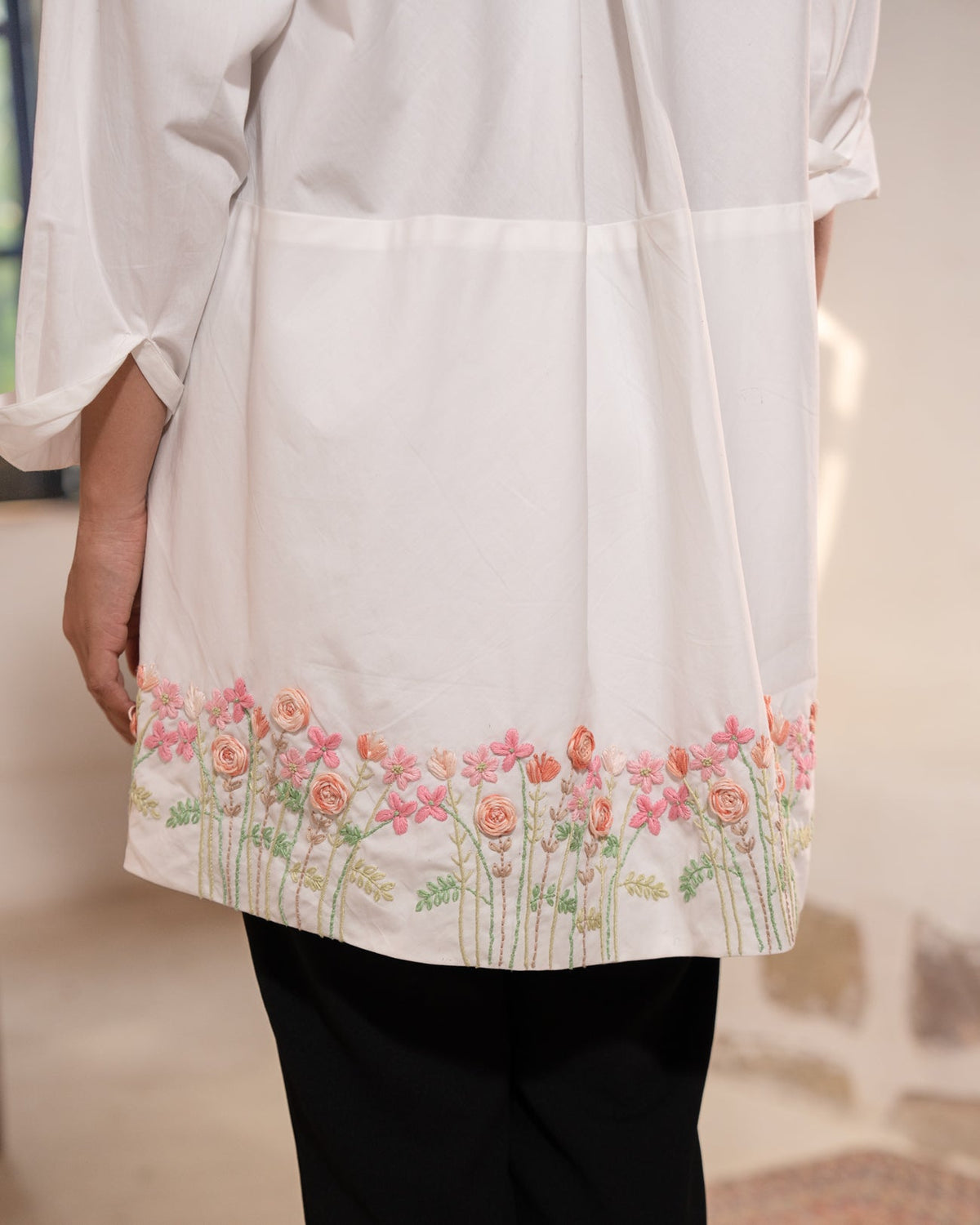 Maitreyi Hand-Embroidered Shirt – hand-embroidered 100% cotton – RASRA MAI