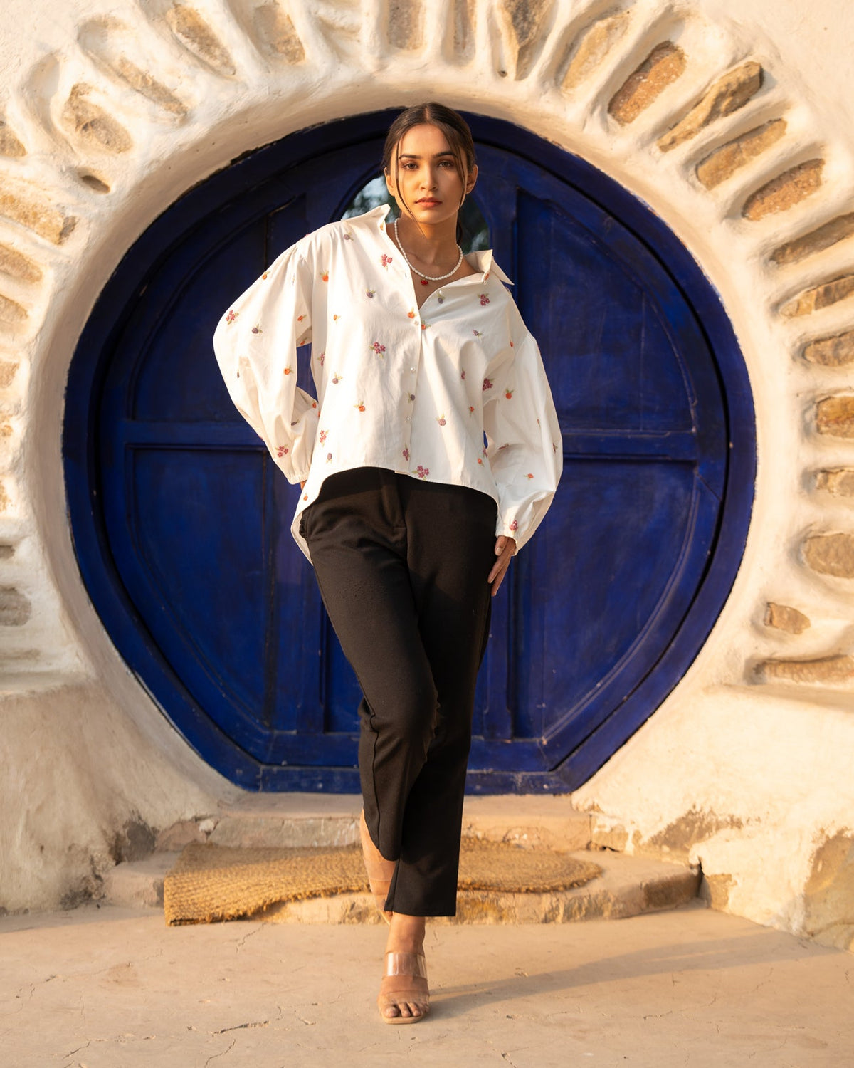 Aakrritii Hand-Embroidered Shirt – hand-embroidered 100% cotton – RASRA MAI