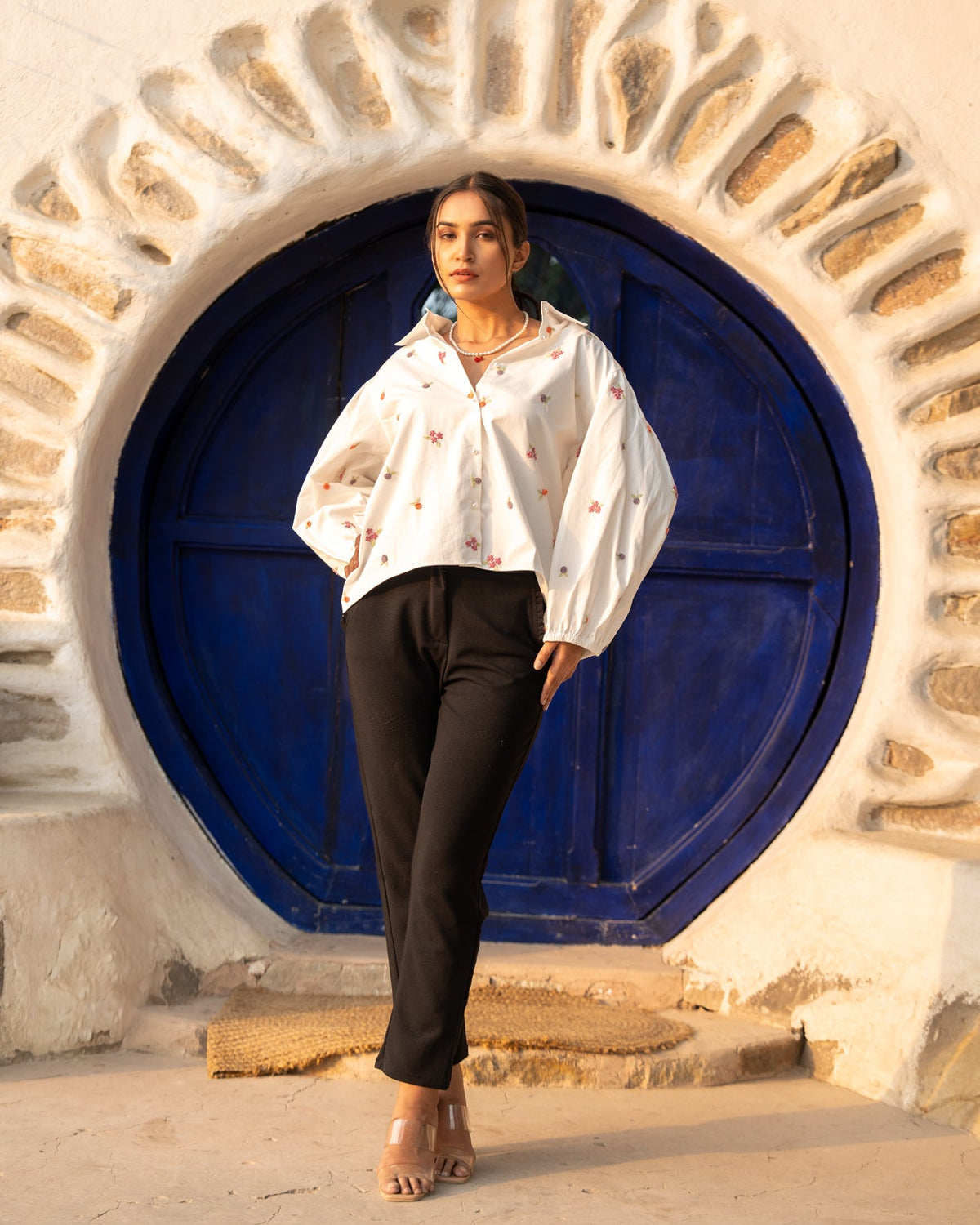 Aakrritii Hand-Embroidered Shirt – hand-embroidered 100% cotton – RASRA MAI