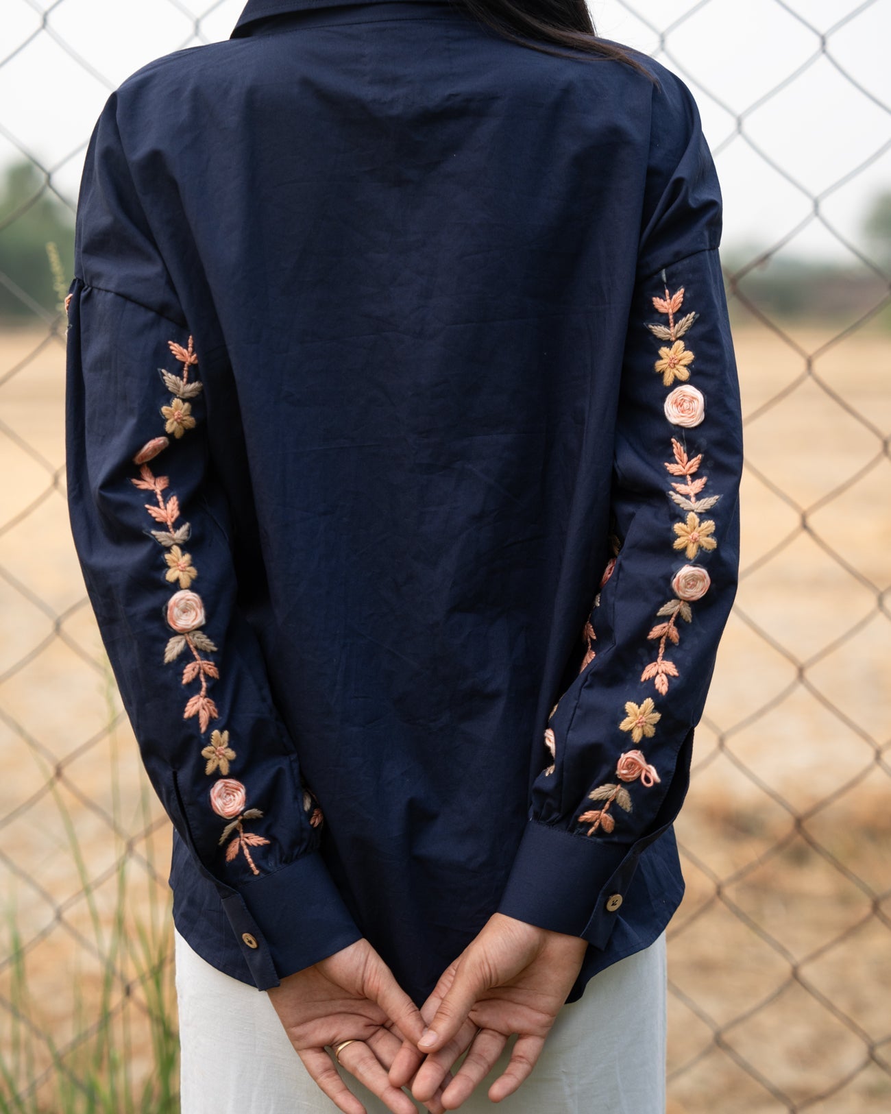 Navyaa Hand-Embroidered Shirt – hand-embroidered 100% cotton – RASRA MAI