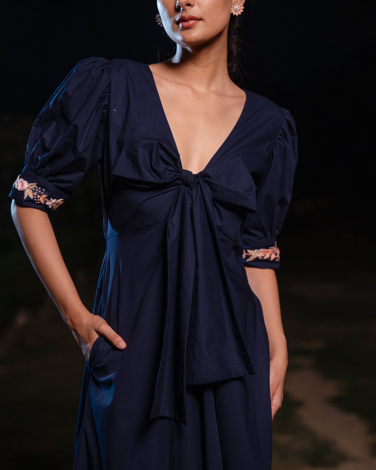 Meha Hand-Embroidered Midi Dress – hand-embroidered 100% cotton – RASRA MAI