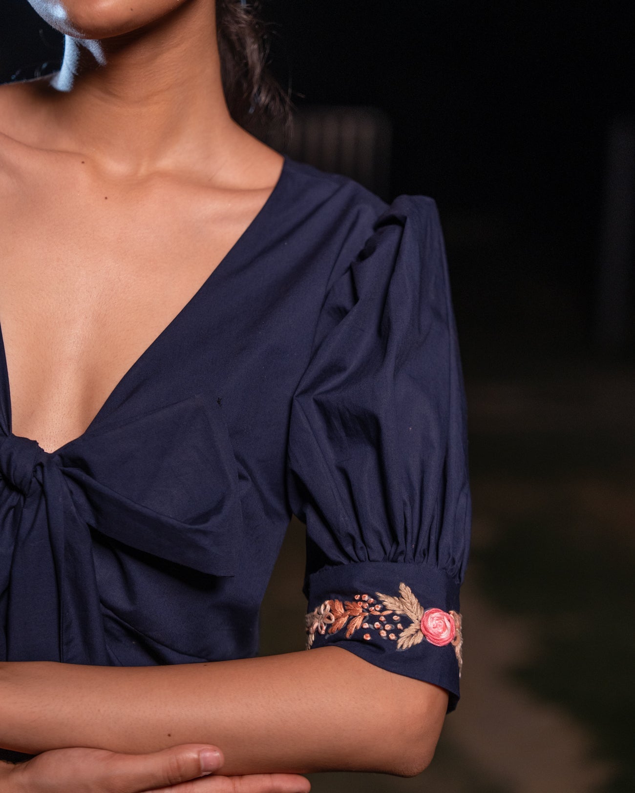 Meha Hand-Embroidered Midi Dress – hand-embroidered 100% cotton – RASRA MAI