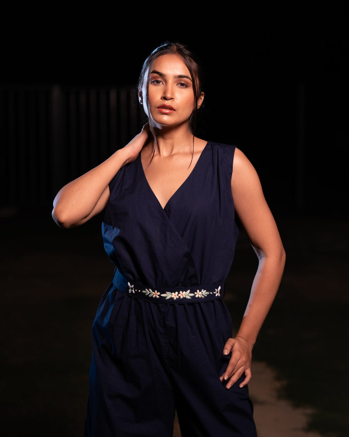Rradhika Hand-Embroidered Jumpsuit – hand-embroidered 100% cotton – RASRA MAI