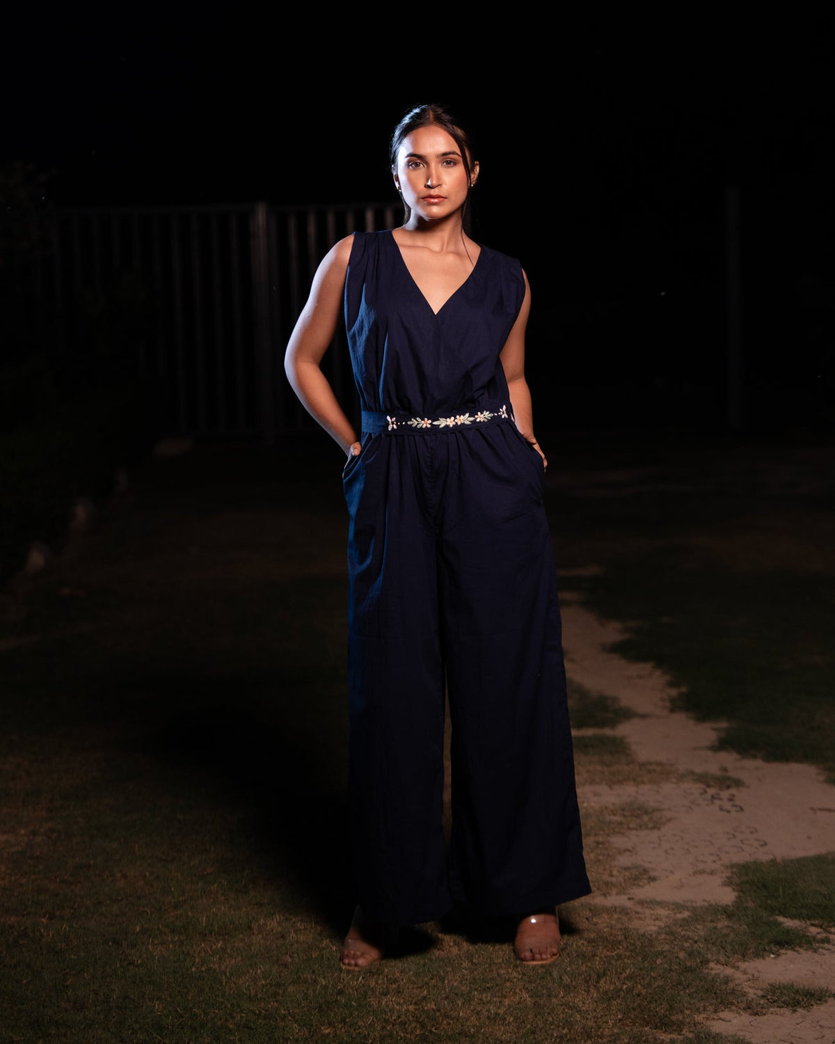 Rradhika Hand-Embroidered Jumpsuit – hand-embroidered 100% cotton – RASRA MAI