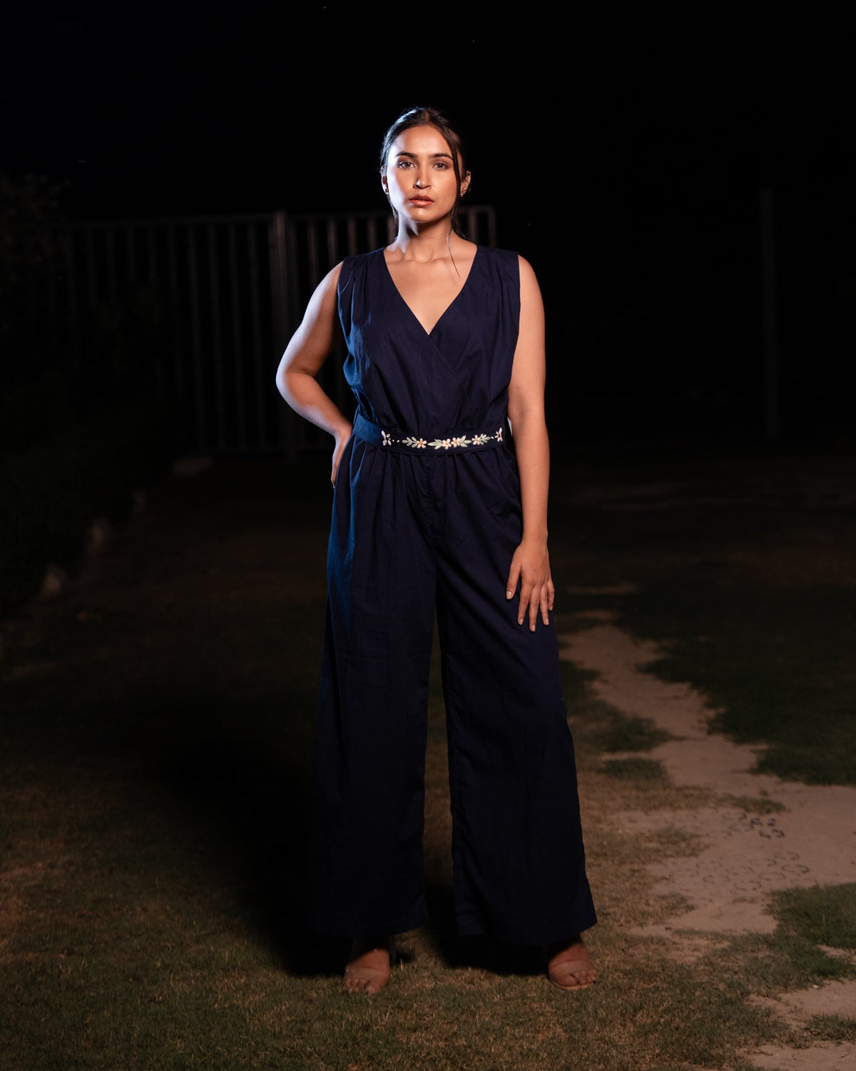 Rradhika Hand-Embroidered Jumpsuit – hand-embroidered 100% cotton – RASRA MAI