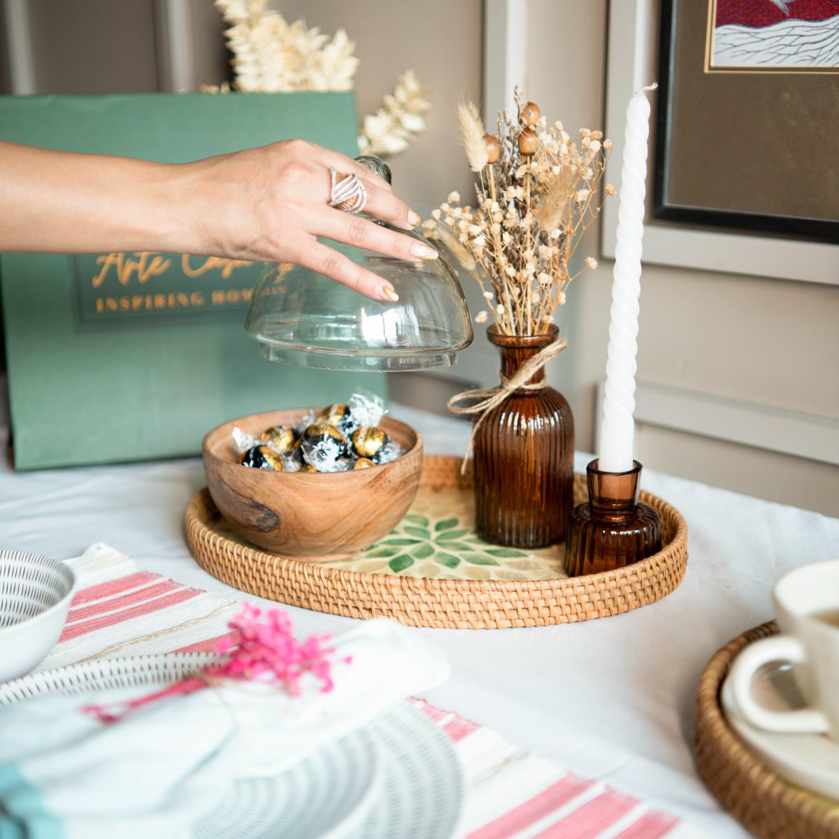 Chic glass dome server - https://artecasa.in/
