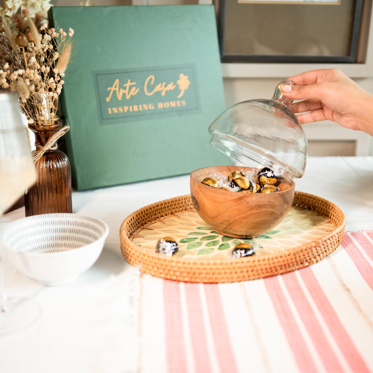 Chic glass dome server - https://artecasa.in/