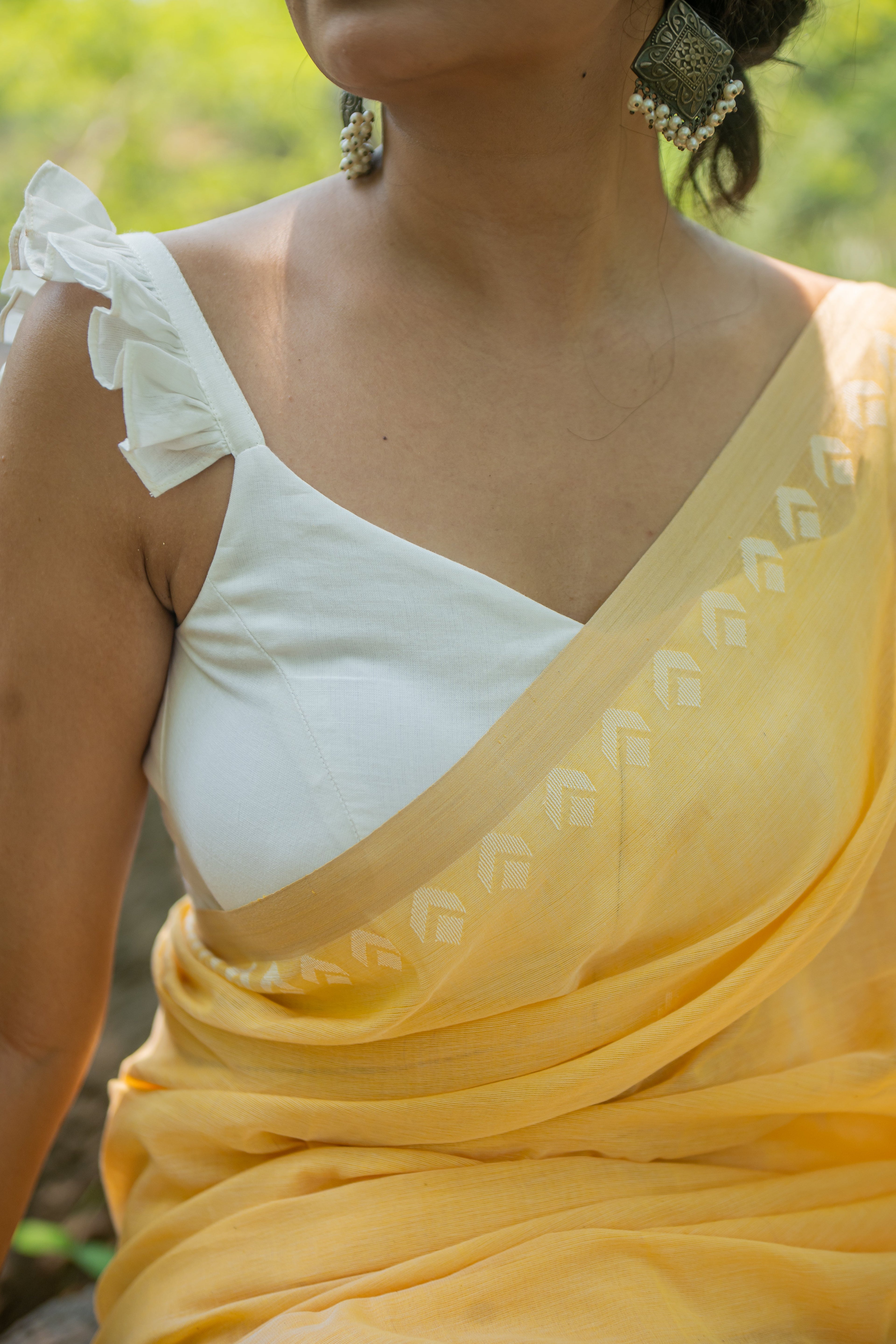 Noor White South Cotton Blouse-Sutra Art of Clothing