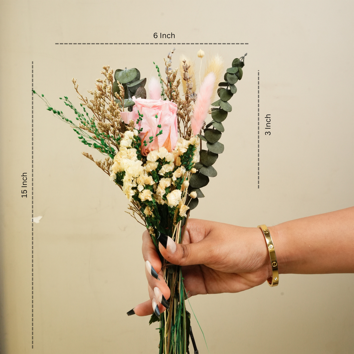 Blush & Bloom Preserved Pink Rose Bouquet | Handmade Dried Flower Bouquet for Gifting & Home Décor - https://artecasa.in/
