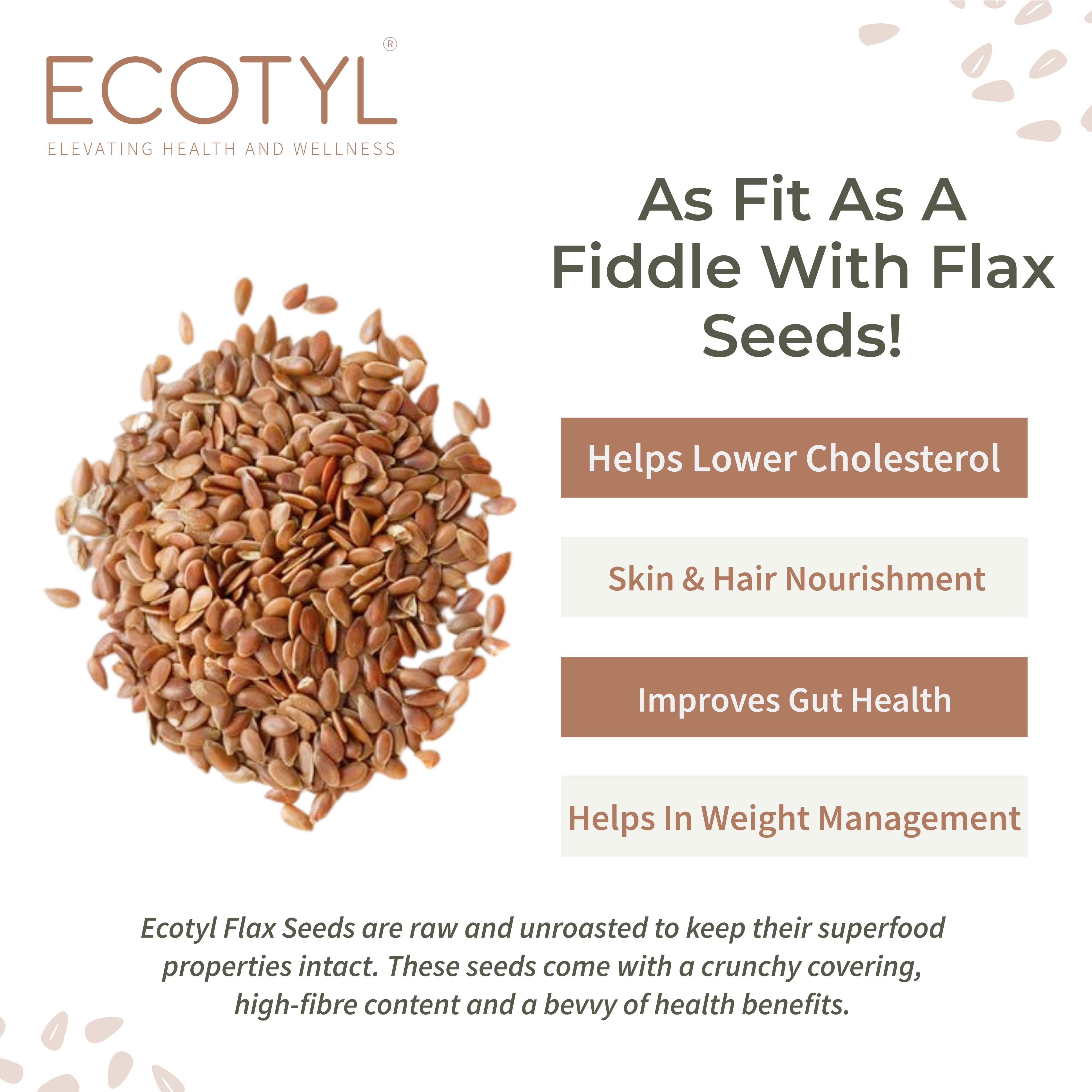 Flax Seeds - Unroasted (Set of 2) - Ecotyl - 100% Organic I Sustainable