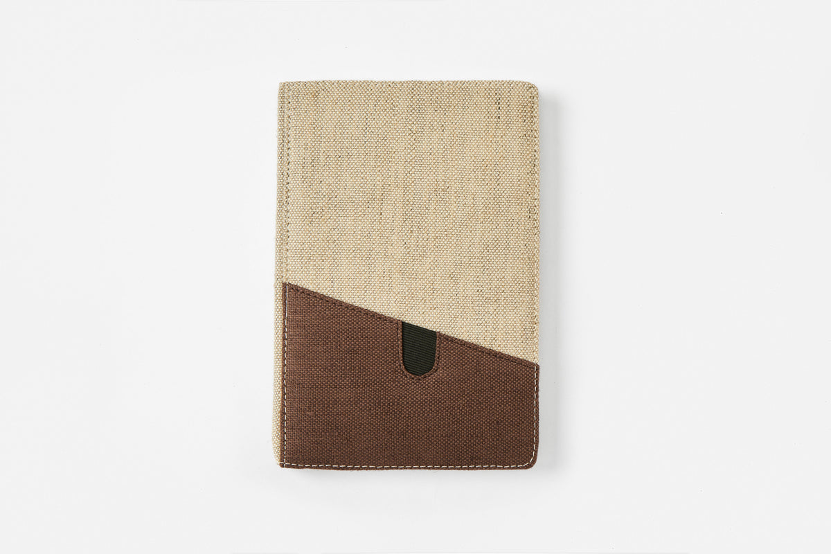 Hemp Dual Tone A5 Non-Dated Diary with Pocket in Navy-Brown | The Label Gaia
