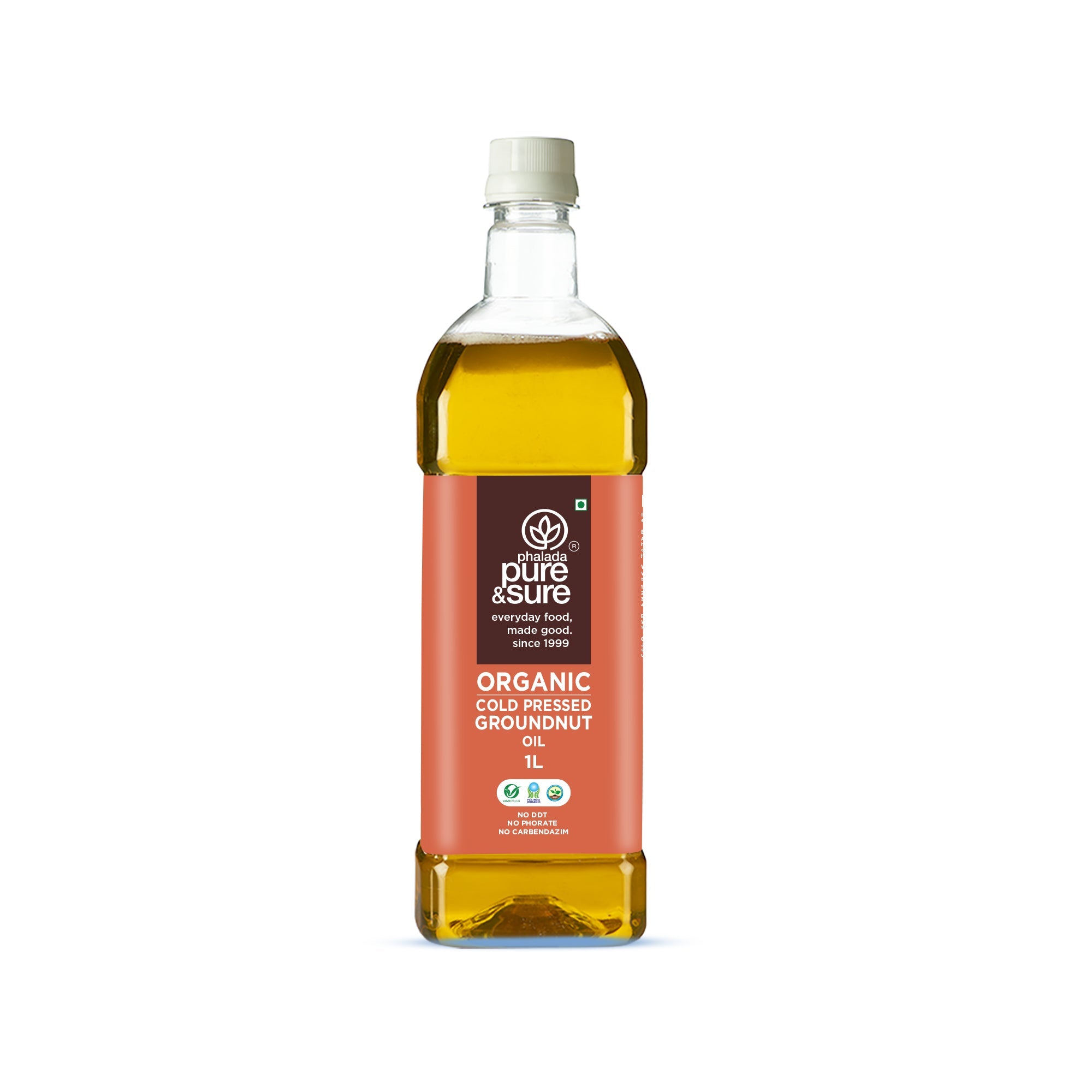 Phalada Pure and Sure Organic Cold Pressed Groundnut 1L Front