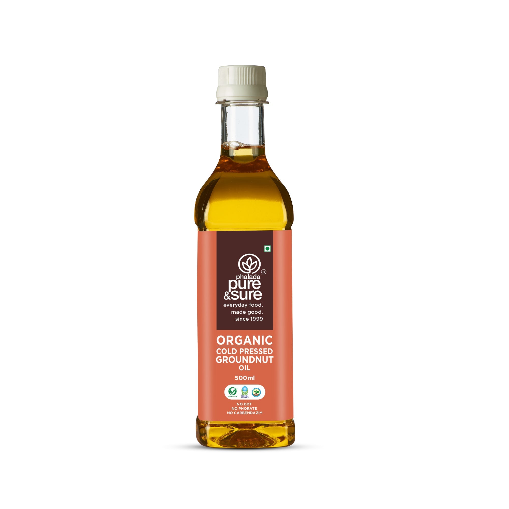 Phalada Pure and Sure Organic Cold pressed Groundnut Oil 500ml front