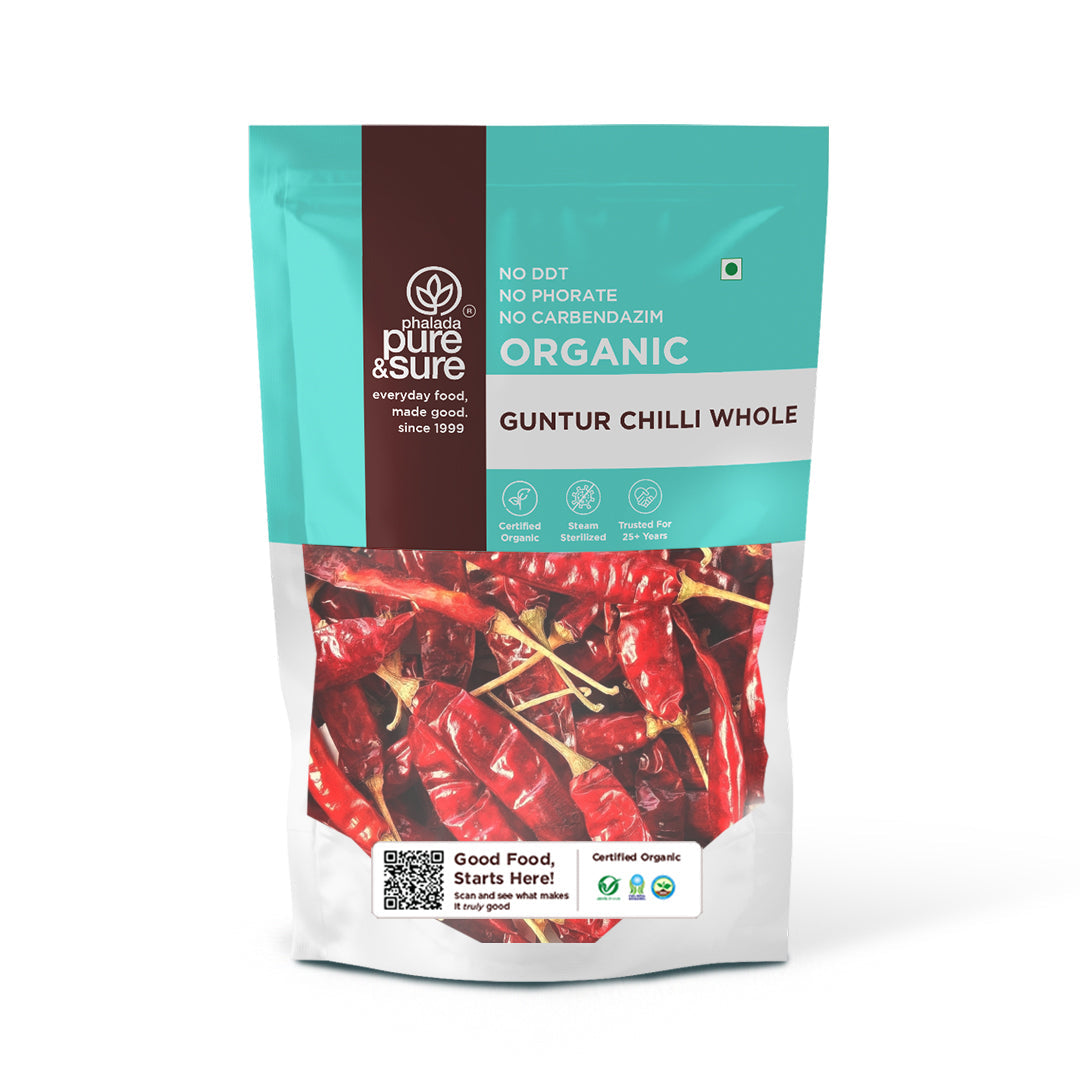 Phalada Pure and Sure Organic Guntur Chilli Whole Front