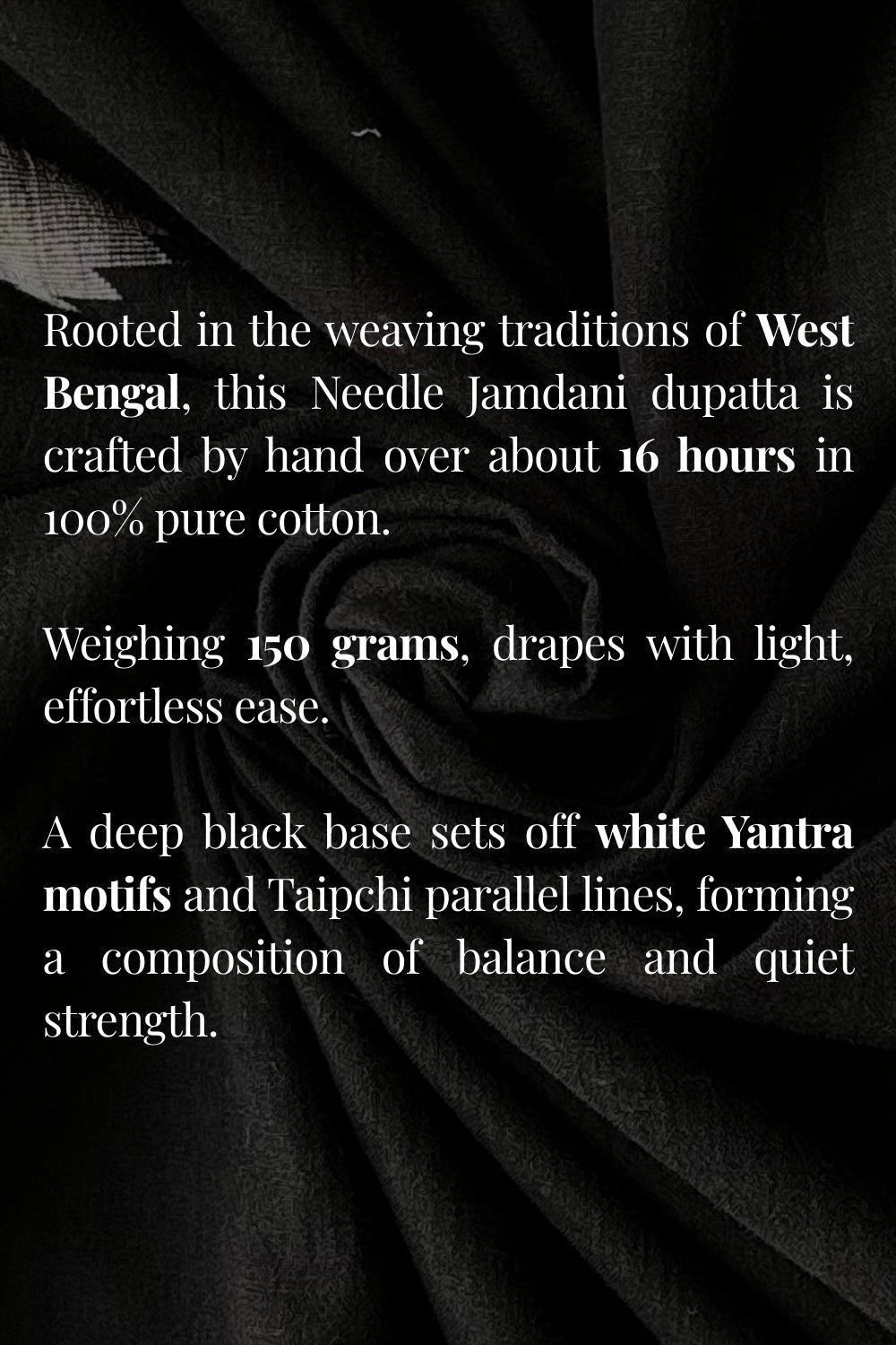 Handloom Noir Taipchi Yantra Jamdani Dupatta with Traditional Weaving